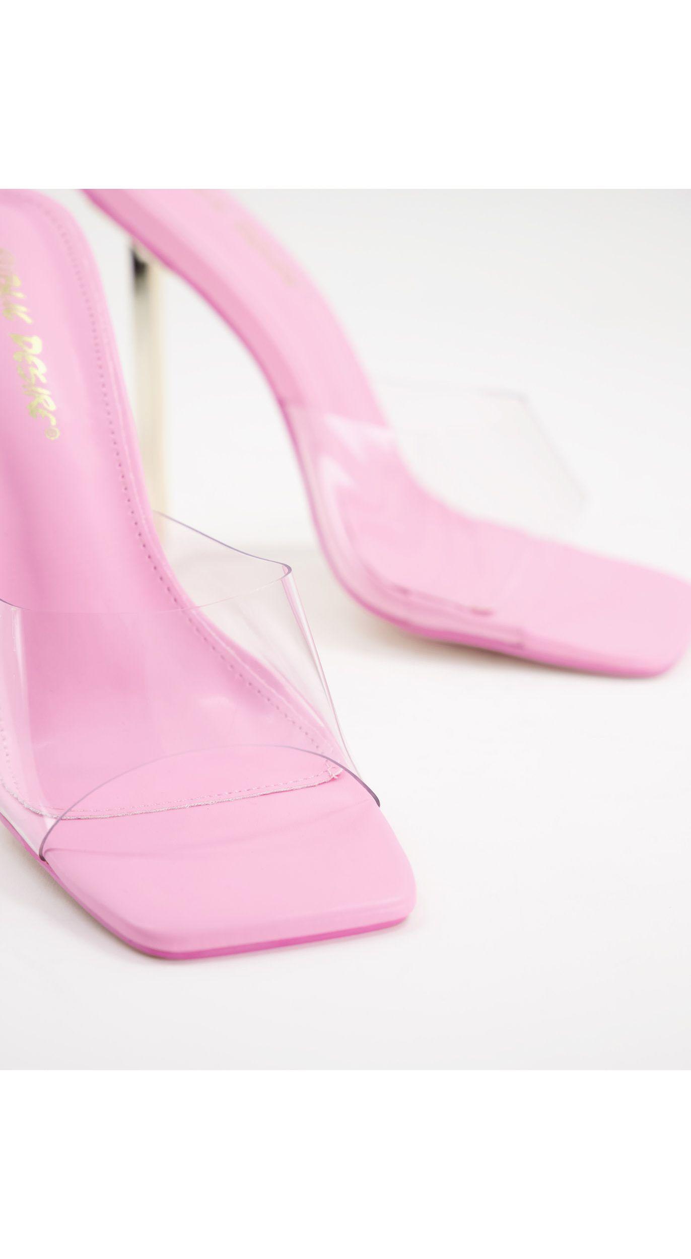 clear heel mule sandals