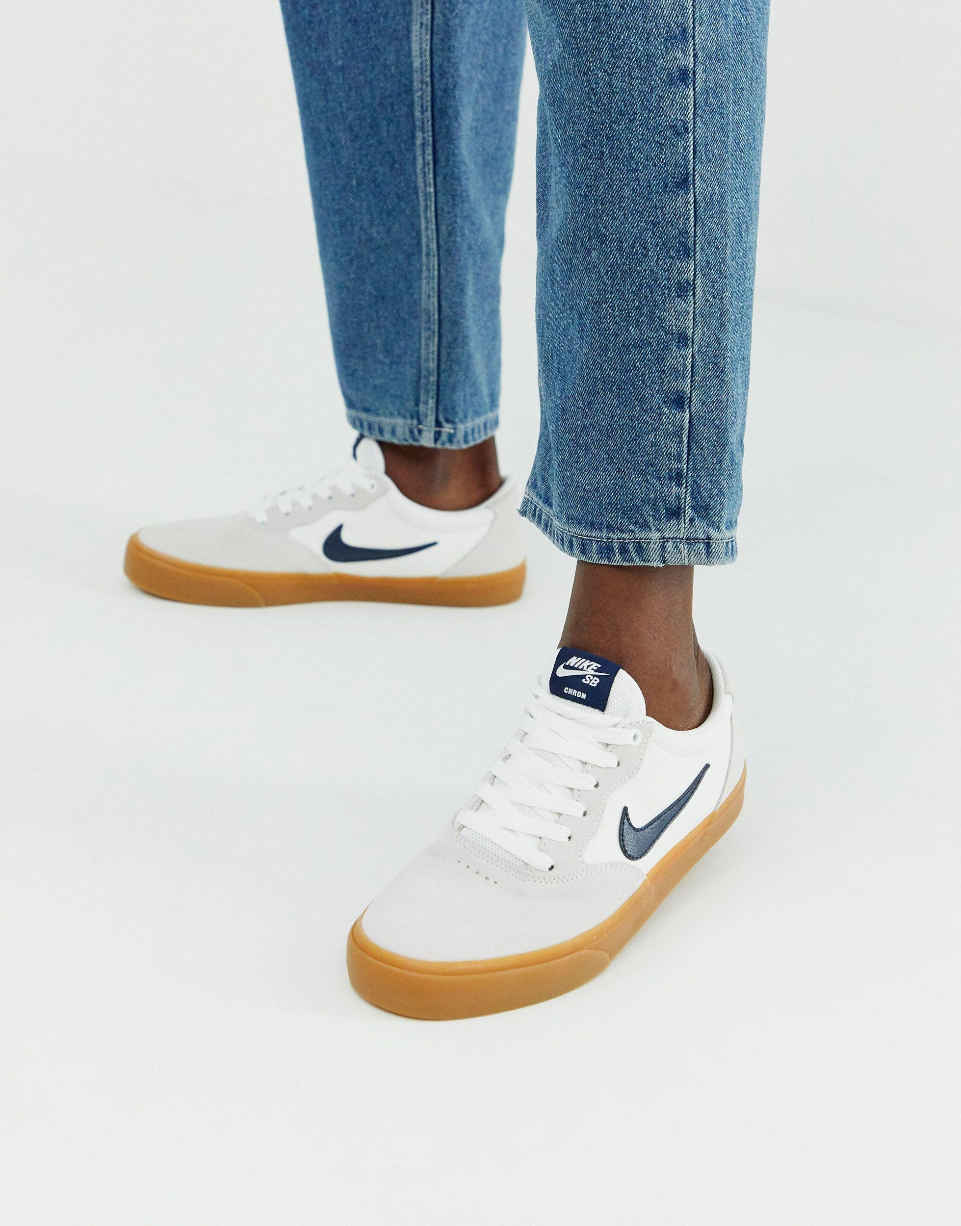 Nike Canvas Chron Solarsoft Trainers in White | Lyst