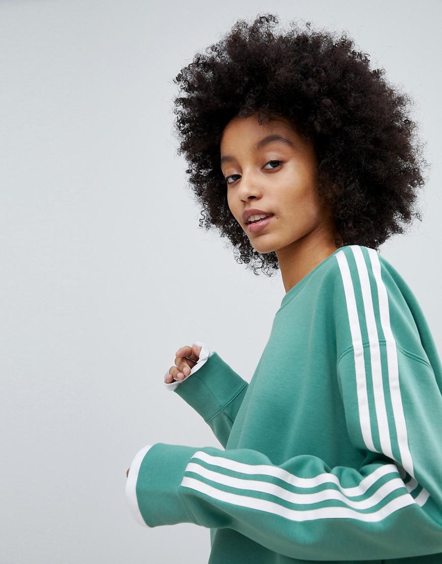 adidas Originals Originals Adicolor Three Stripe Sweatshirt In Green | Lyst