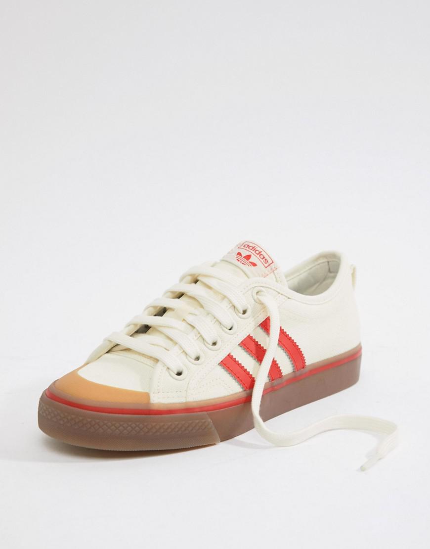 adidas Originals Nizza Canvas Sneakers In White And Red in Black - Lyst