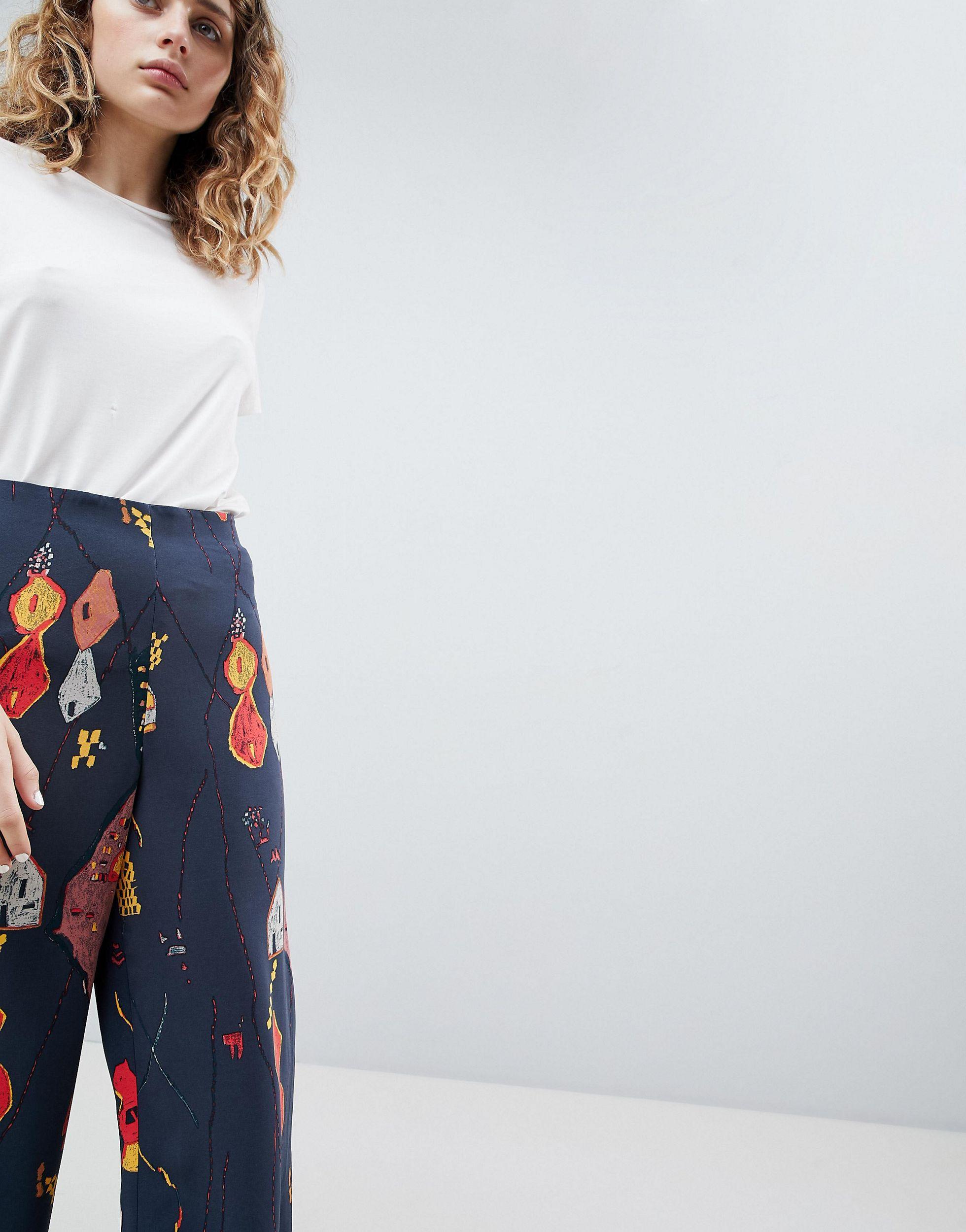 Weekday Denim Wide Leg Trousers in Blue 