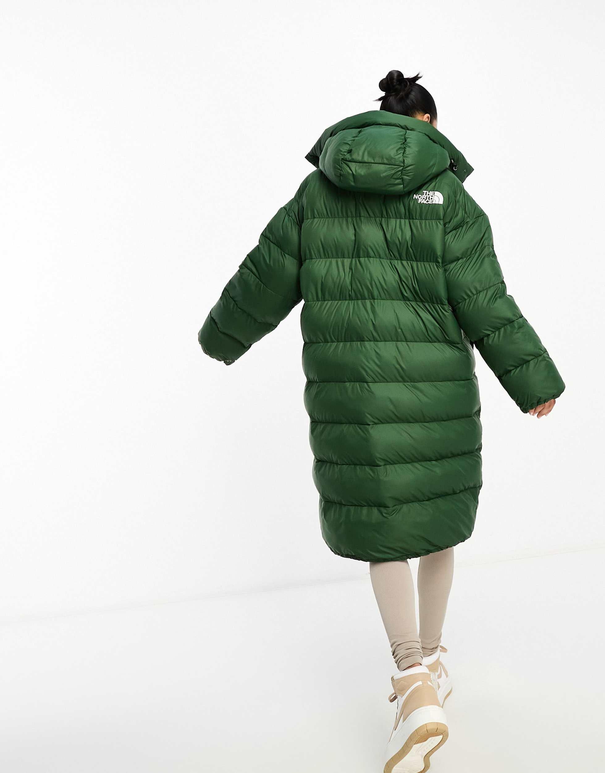 The North Face Acamarachi Oversized Long Puffer Coat in Green