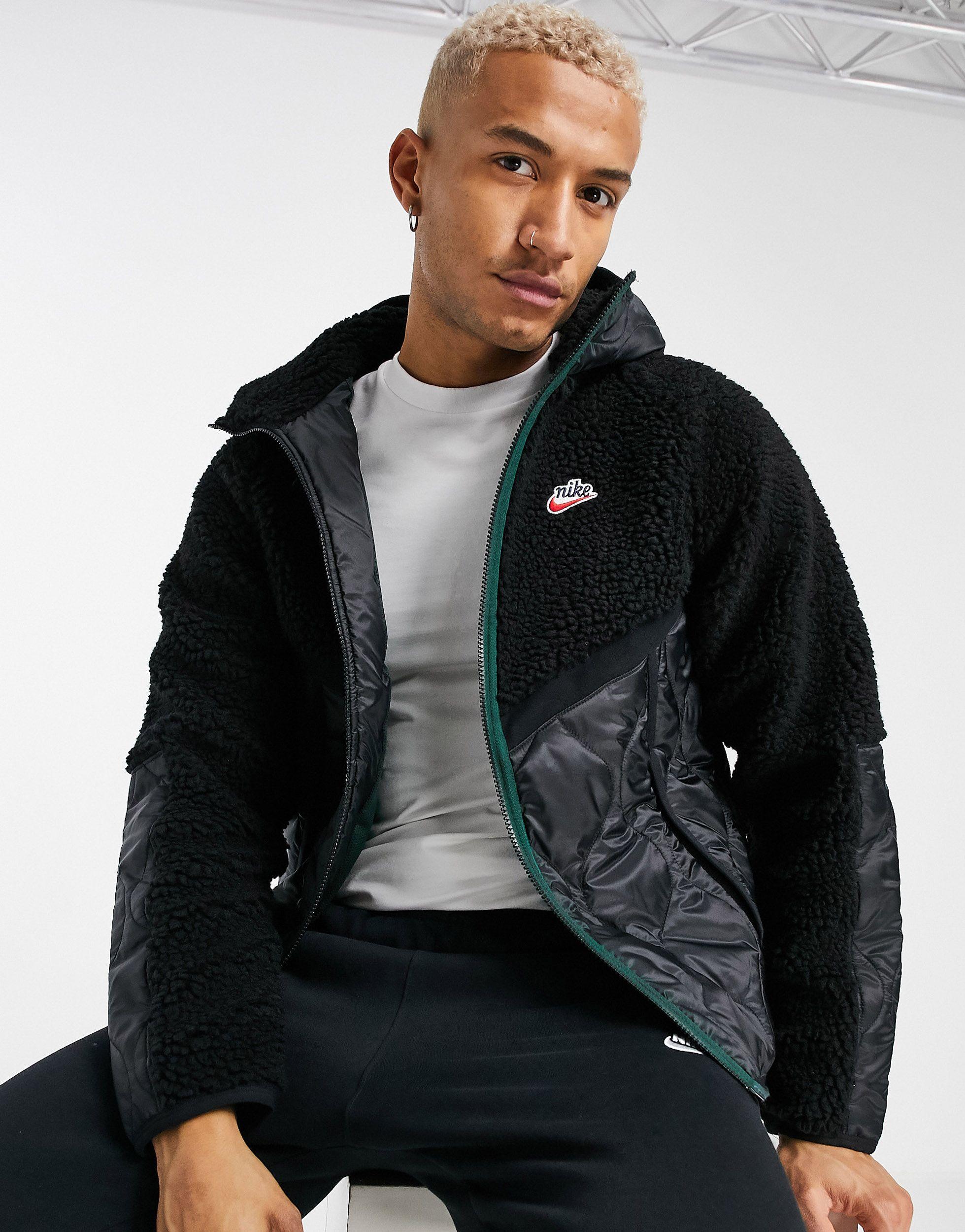 Nike Heritage Essentials Winter Fleece Panelled Zip-through Hooded Jacket  in Black for Men | Lyst