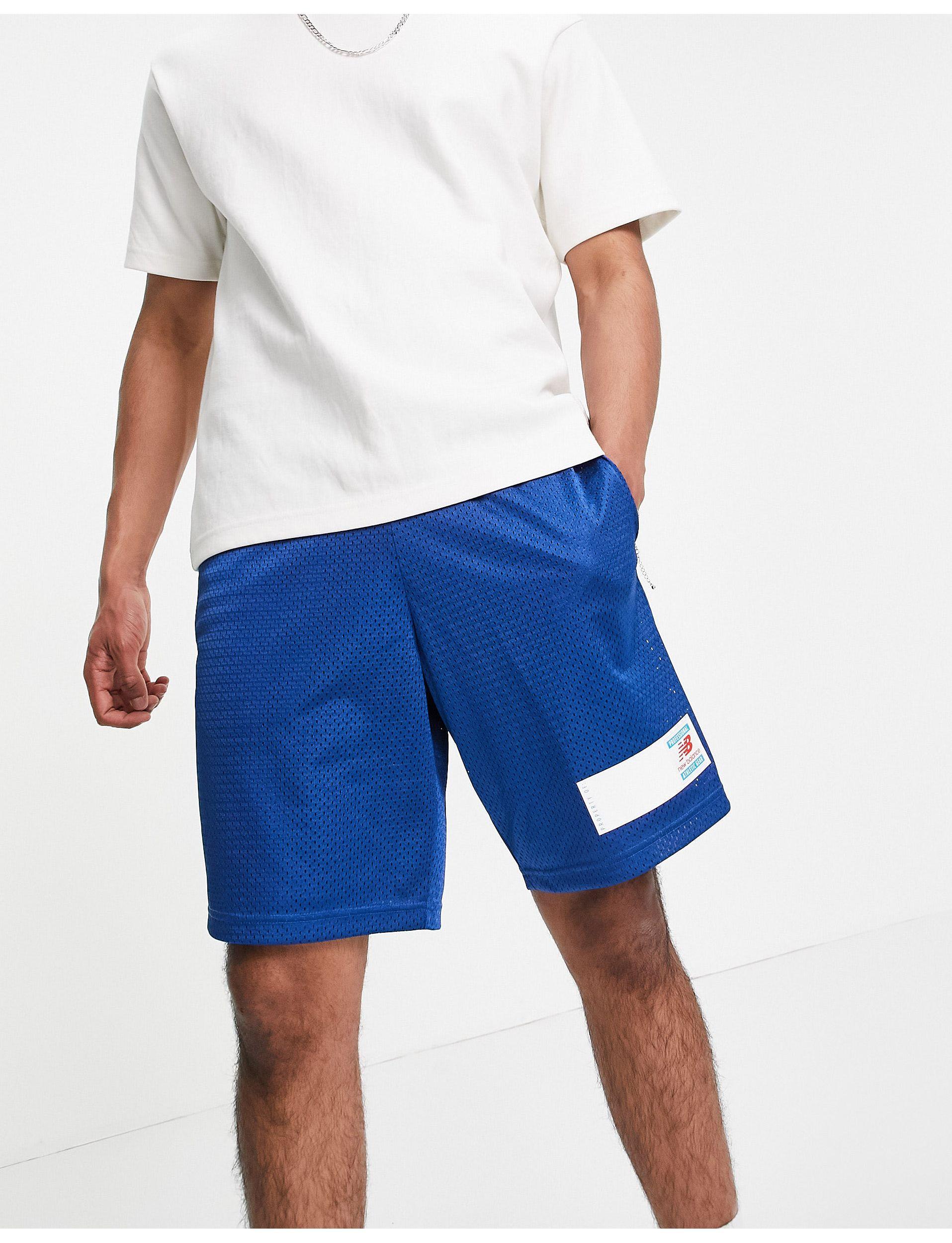 New Balance Cotton Basketball Shorts in Blue for Men | Lyst