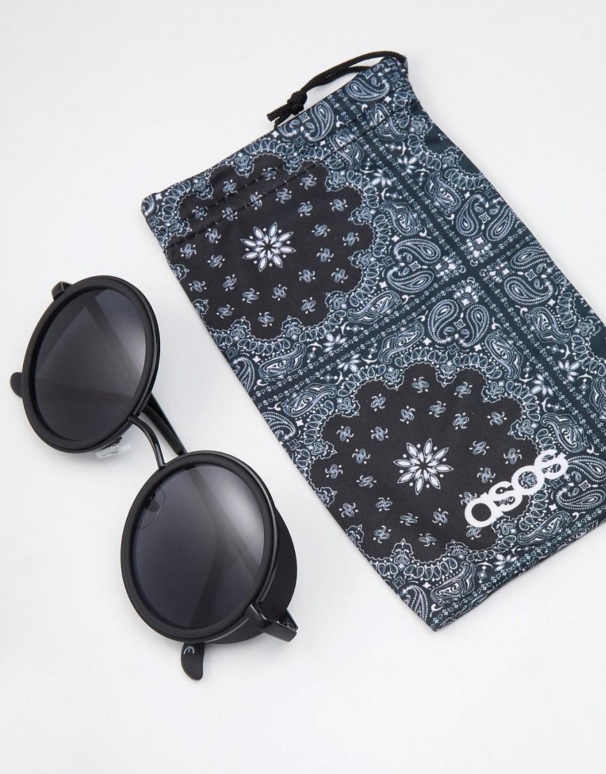 Lunettes de soleil rondes avec cache sur le côté - Noir ASOS pour homme en  coloris Noir | Lyst