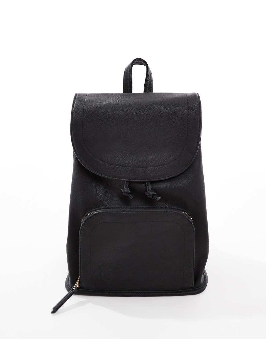ASOS Soft Backpack With Zip Front Pocket in Black Lyst UK