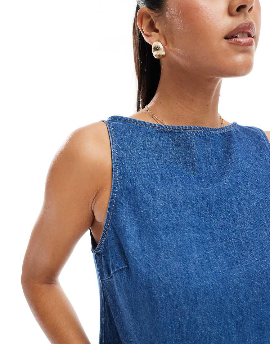 ASOS Denim Shift Tank Top in Blue Lyst UK