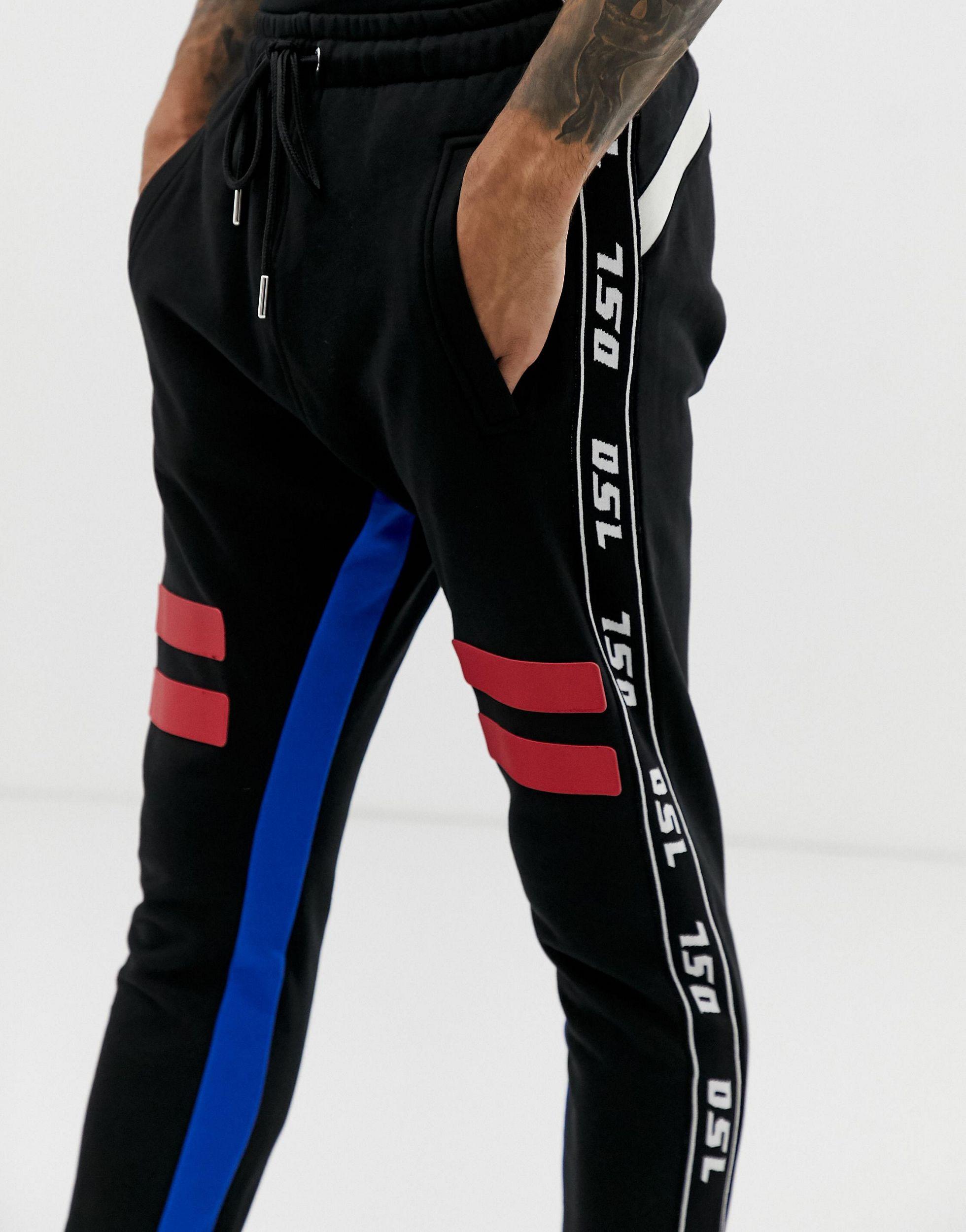 DIESEL Denim P-yatri Taped Logo Sweat joggers in Black for Men | Lyst