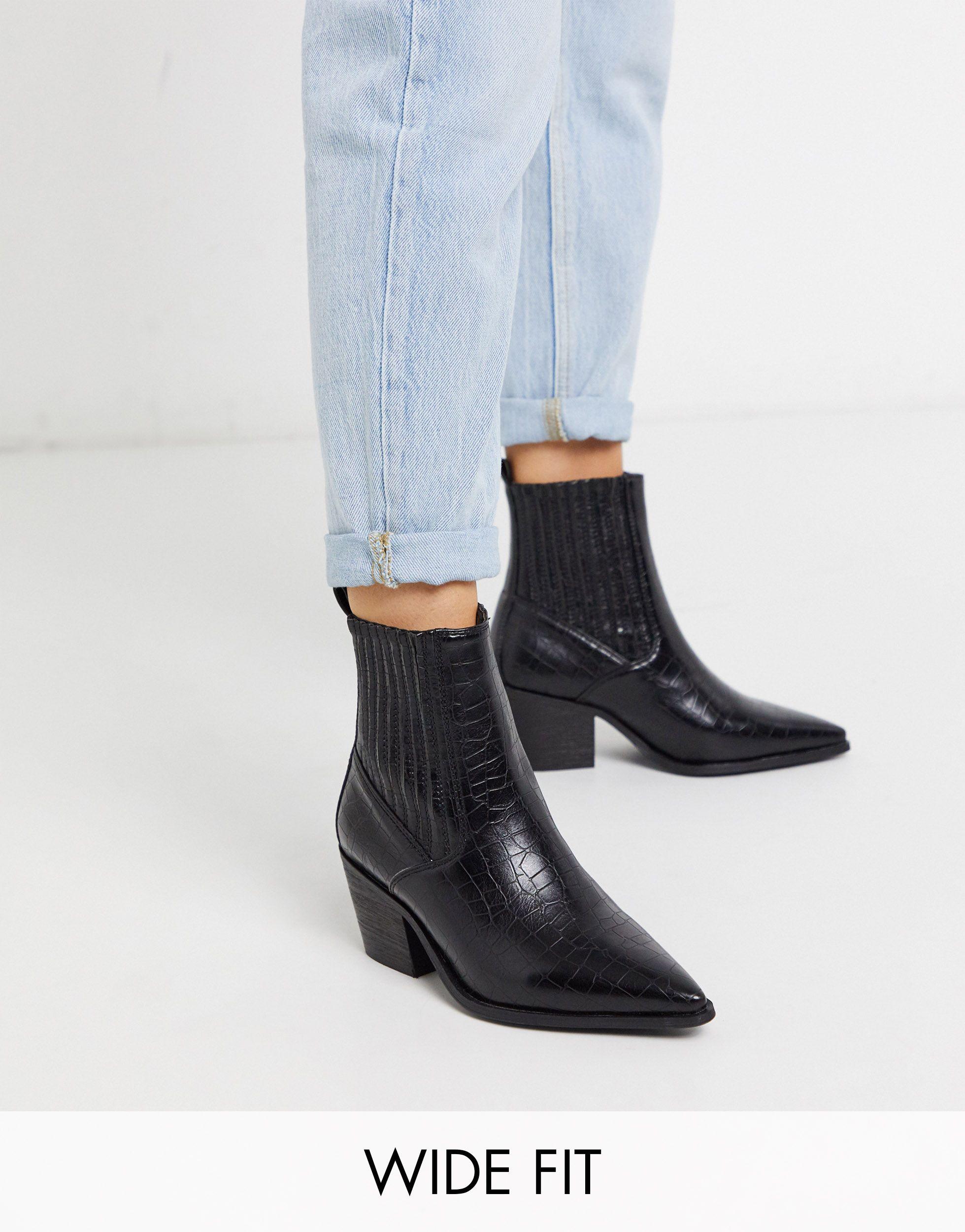 Rocco - Stivaletti western nero coccodrillo di Raid Wide Fit in Nero | Lyst