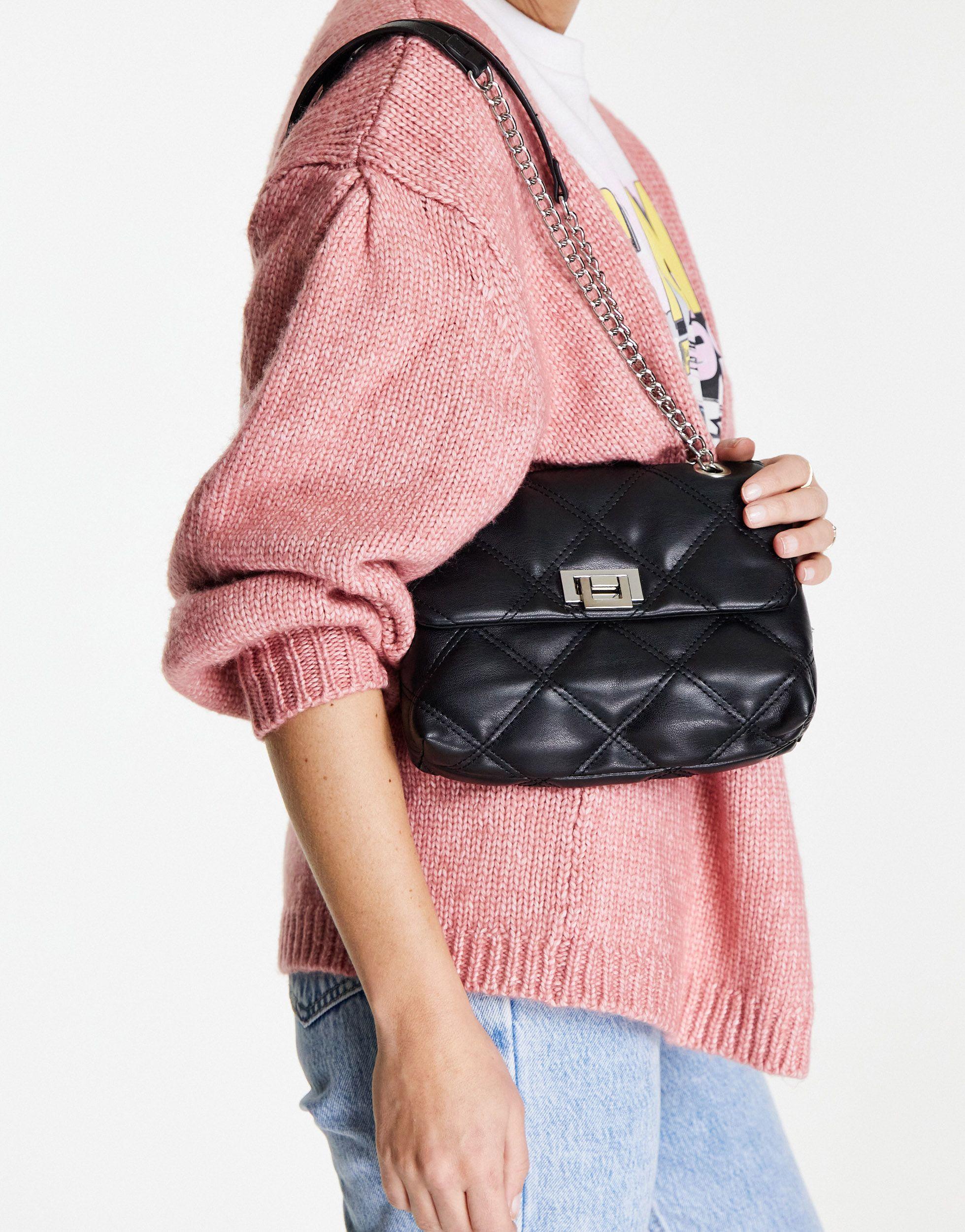 stradivarius quilted crossbody bolsa