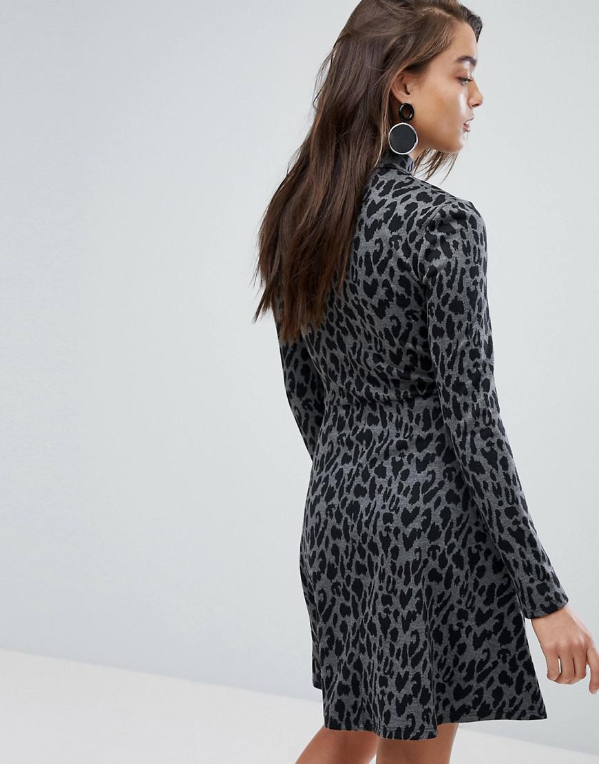 warehouse leopard print knit dress