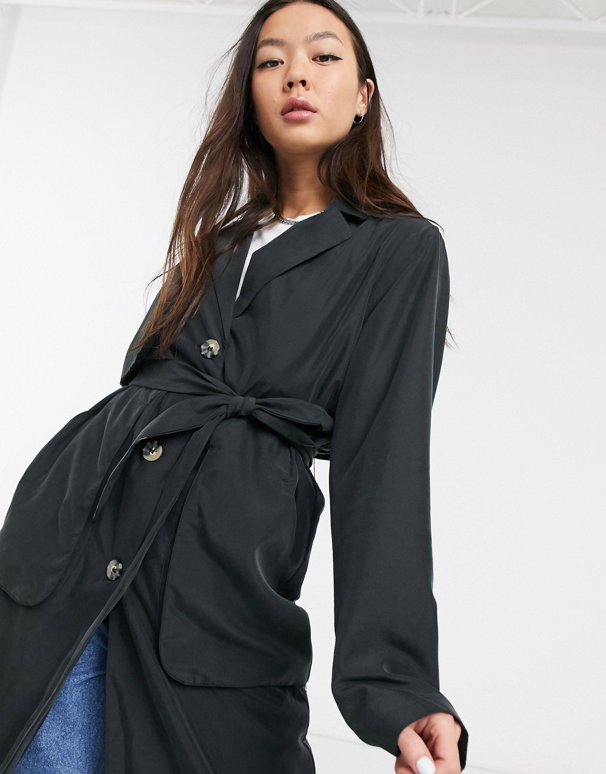 Monki belted long coat clearance
