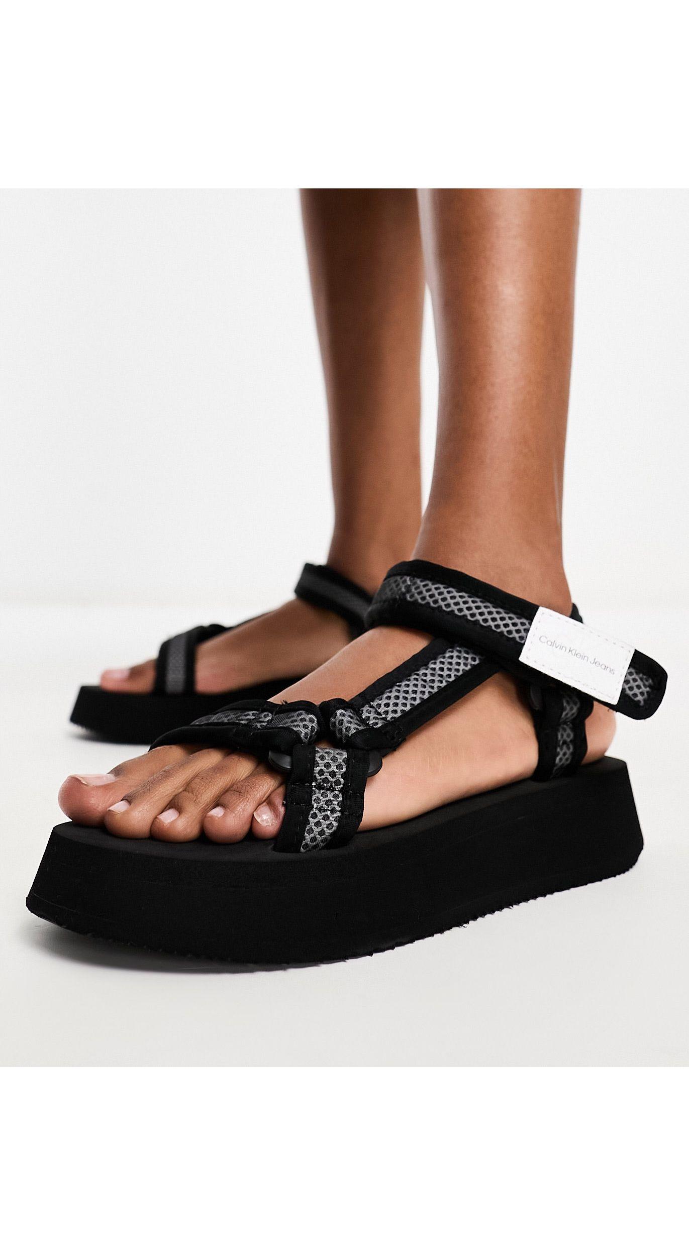 Calvin Klein Strappy Sandals in Black | Lyst