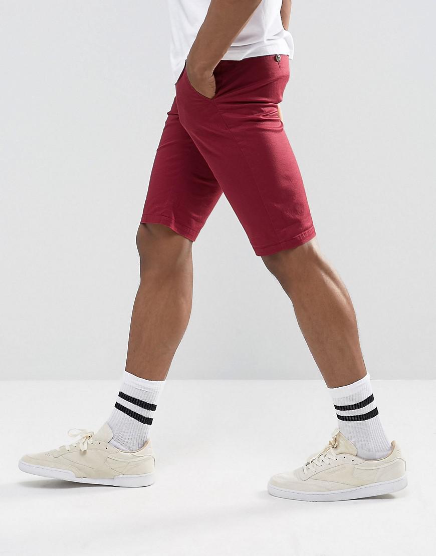 Lyst Asos Tall Chino Skinny Shorts In Burgundy in Red for Men