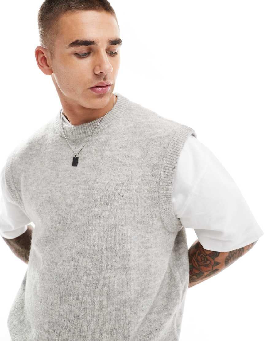 Grey knit vest best sale