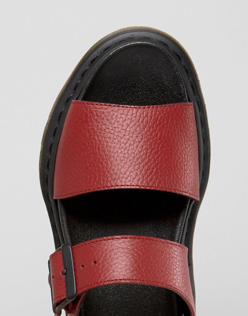 Dr. Martens Romi Red Leather Strap Flat Sandals | Lyst