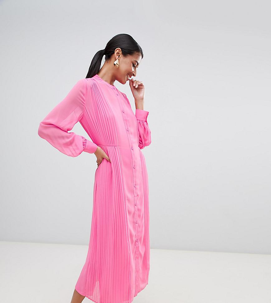 Warehouse Pleated Shirt Dress In Pink ...