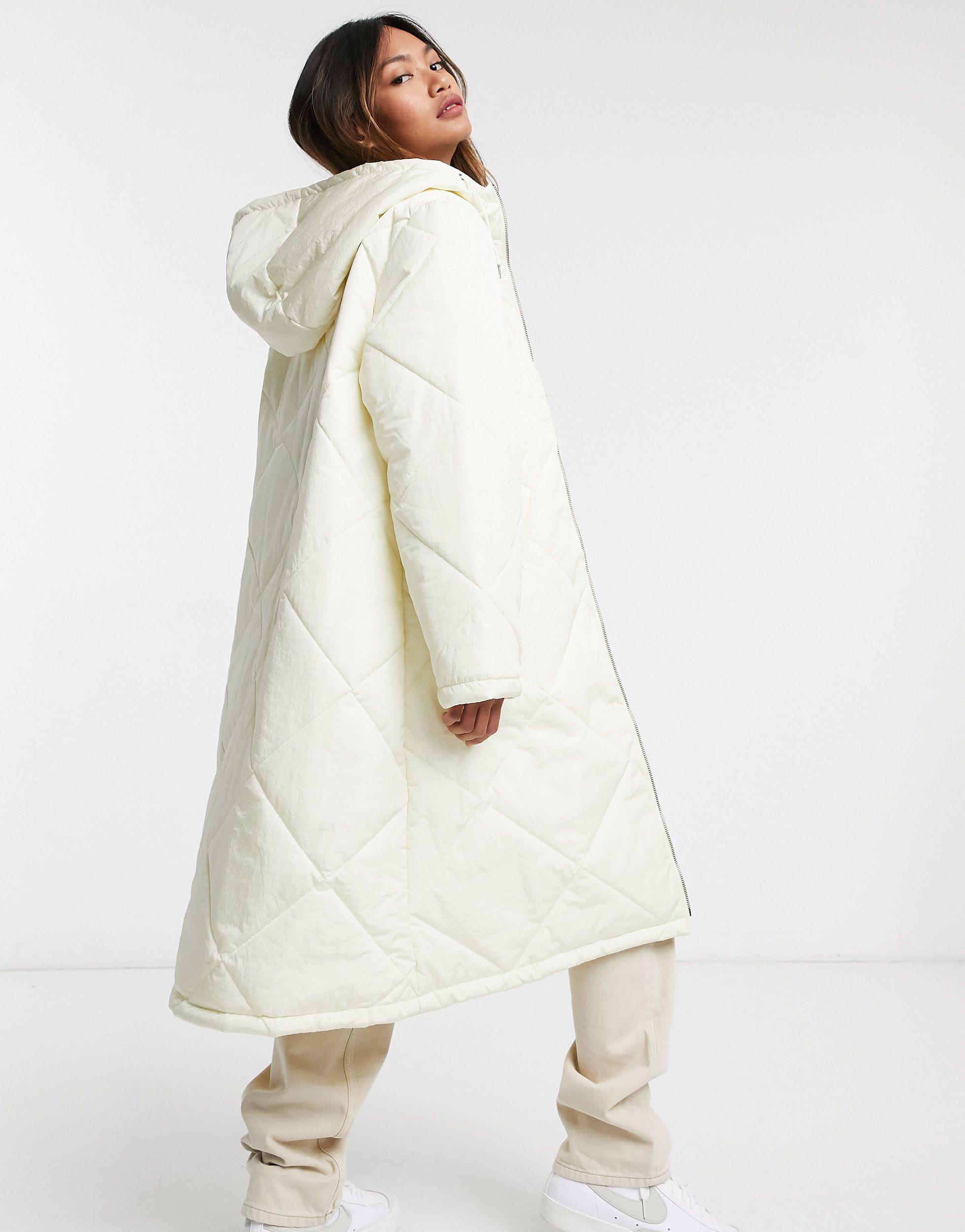 SELECTED Femme Quilted Coat With Hood in White | Lyst