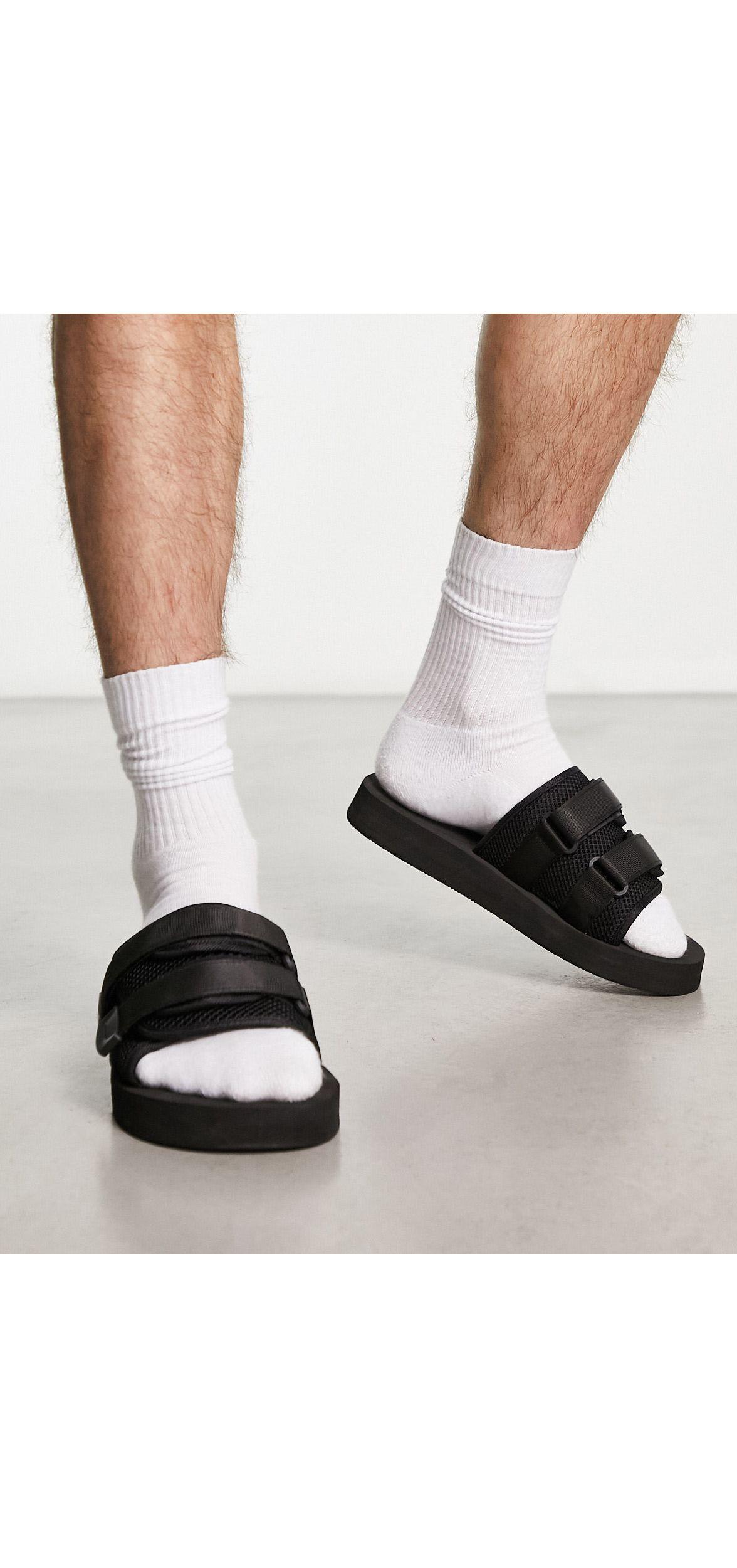Public Desire Man Odie Velcro Sliders in Black for Men | Lyst