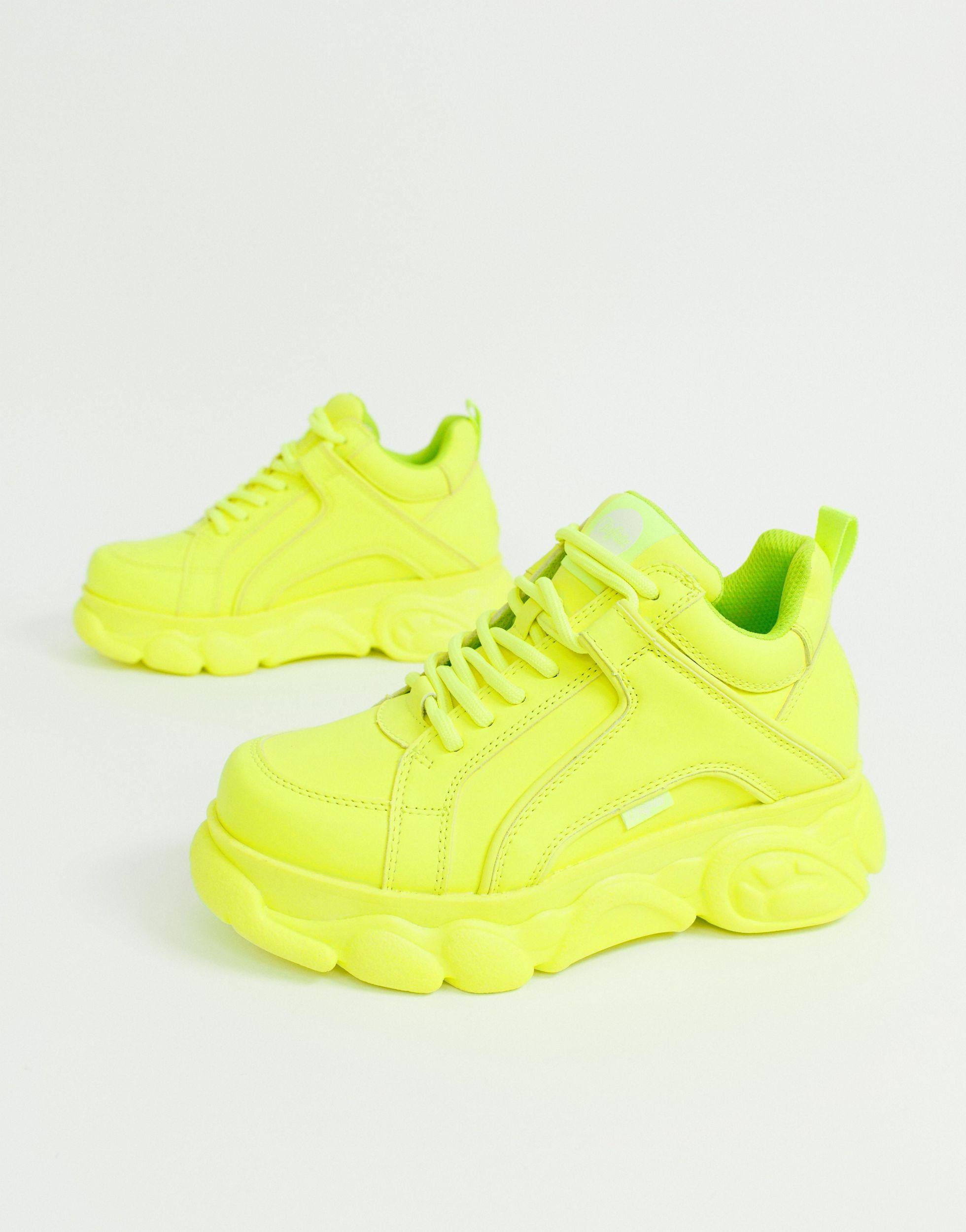 neon yellow platform sneakers