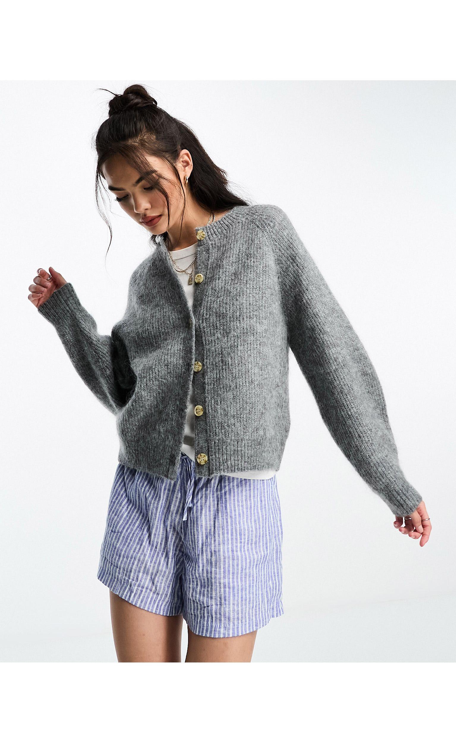 Other Stories Fluffy Yarn Wool Blend Cardigan in Gray Lyst