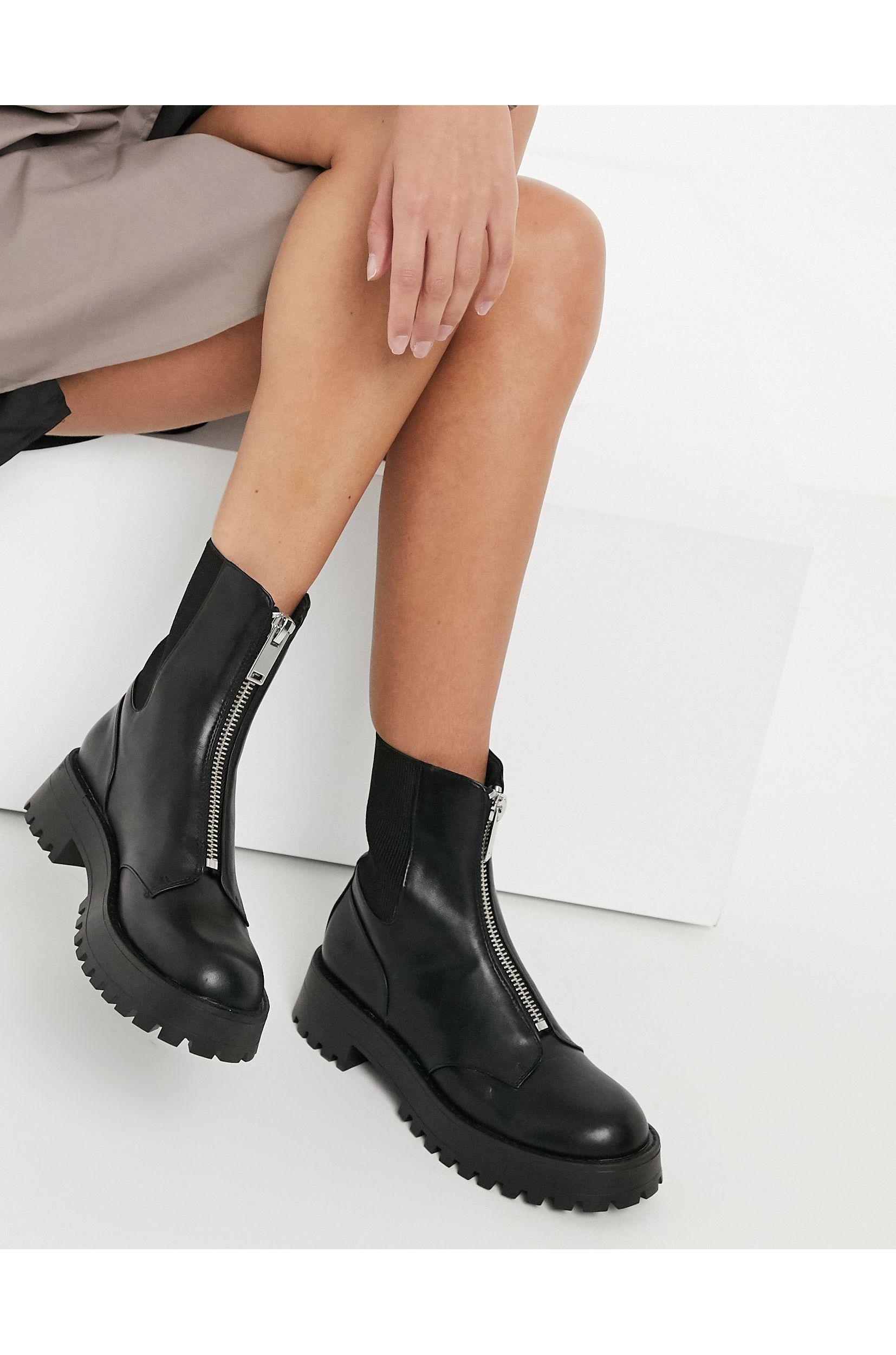 flat ankle boots with zip