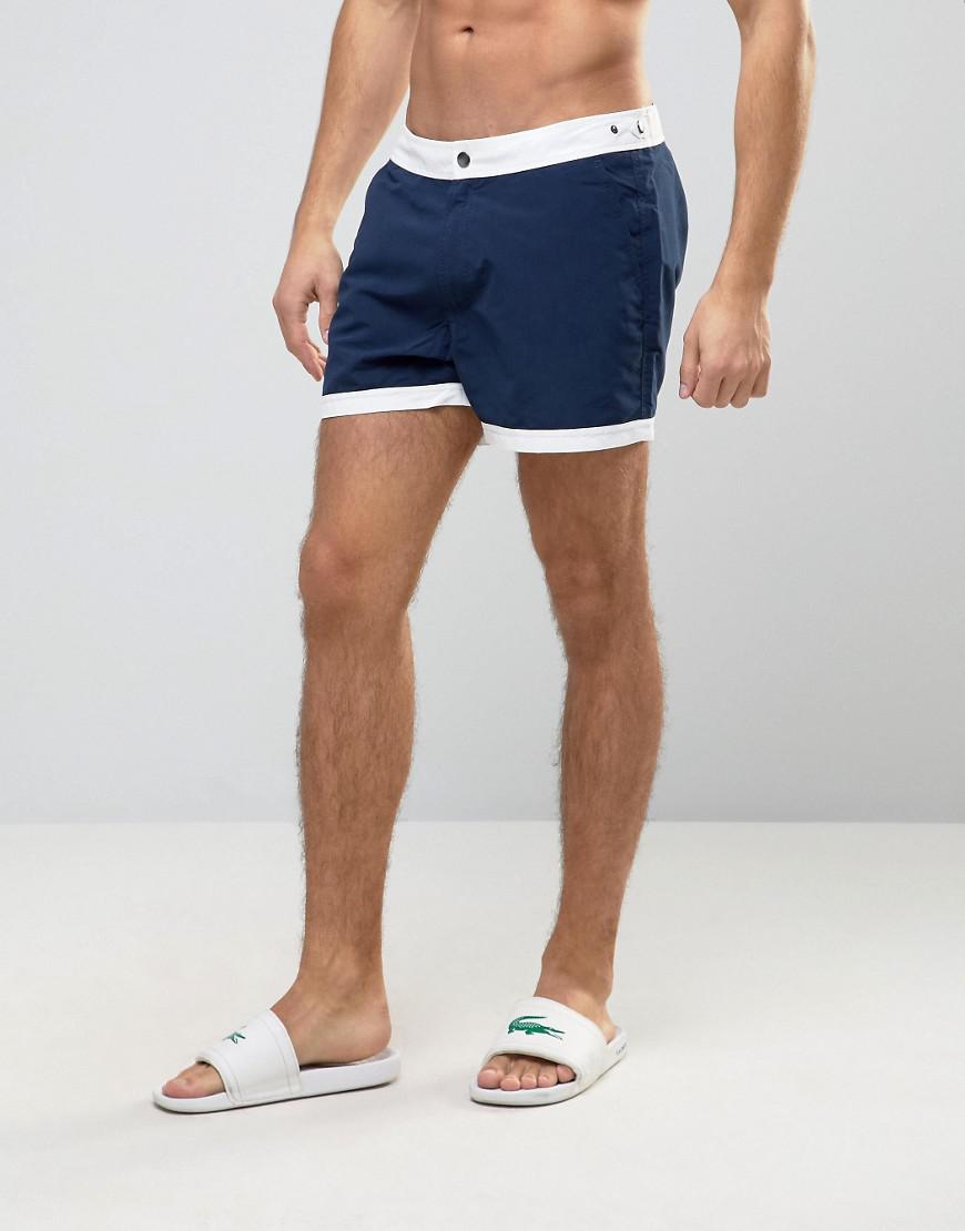 ASOS Synthetic Swim Shorts In Navy With 