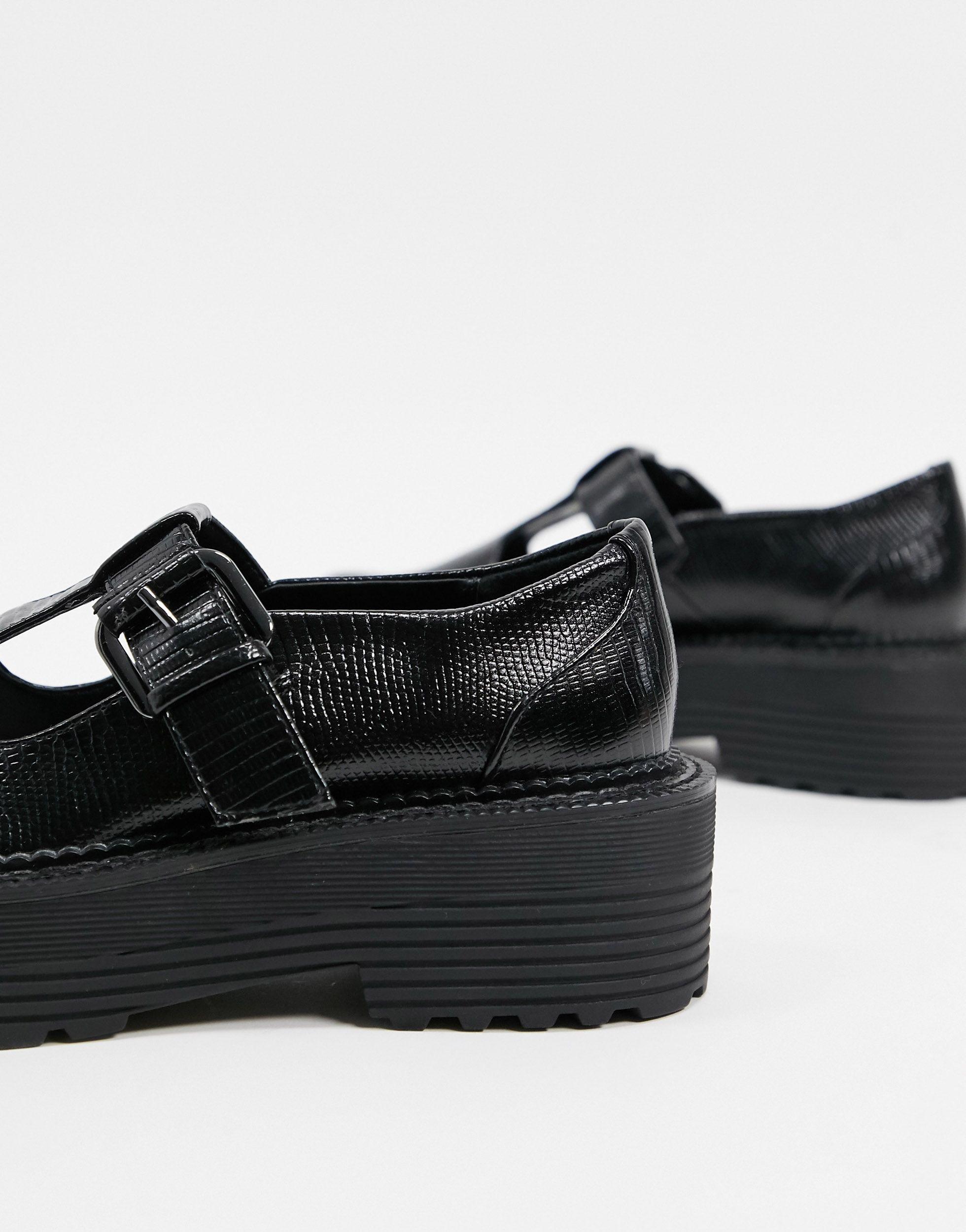 Bershka Platform Mary Jane With Cleated Sole in Black | Lyst