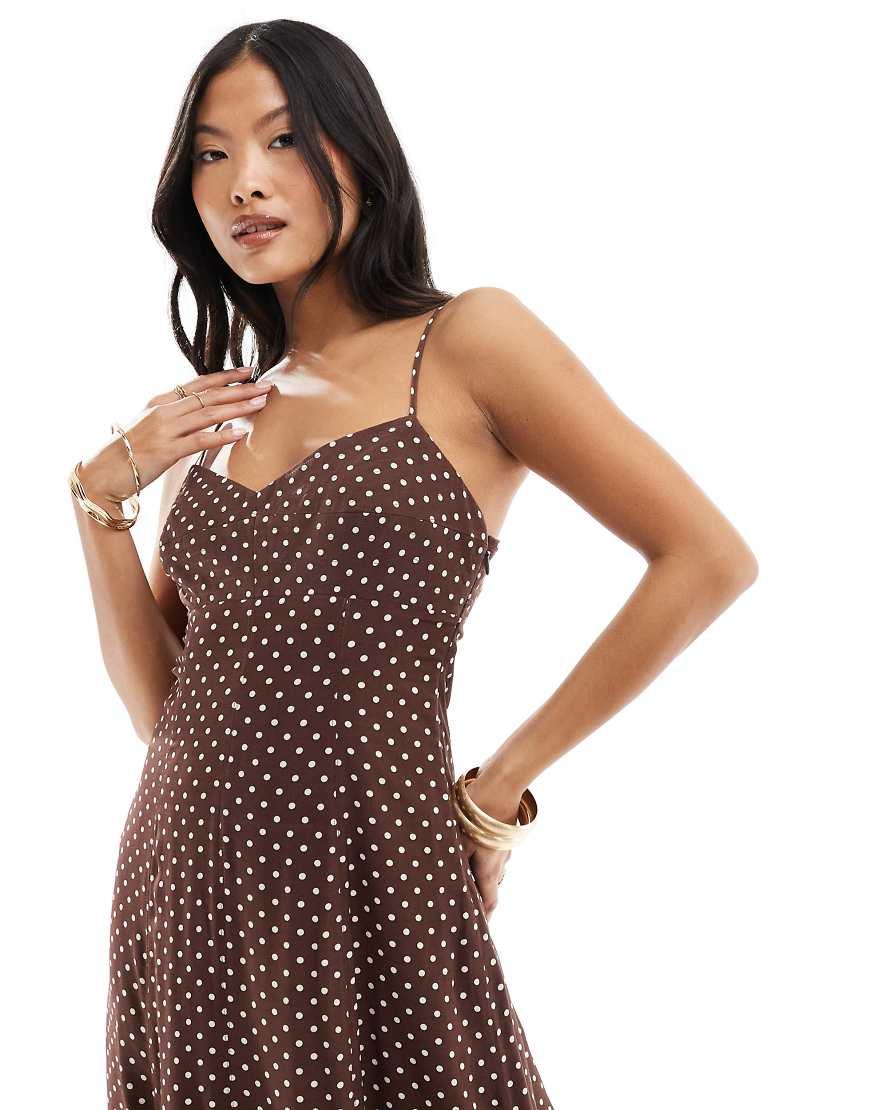 forever unique brown polka dot dress Girl In Mind Bryce Wrap Front Long Sleeve Brown Polka Dot Mini Dress – Love  My Apparel main image 1