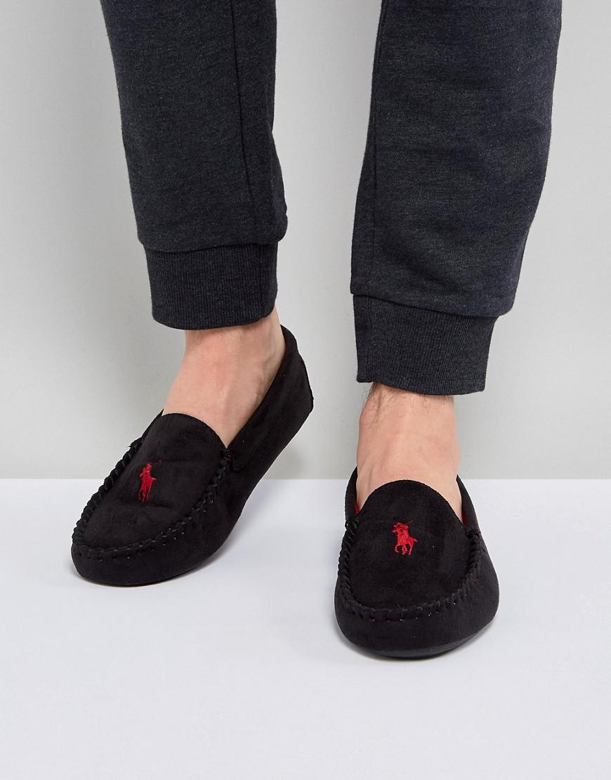 Ralph Lauren Dezi Moccasin Slippers in Black for Men | Lyst