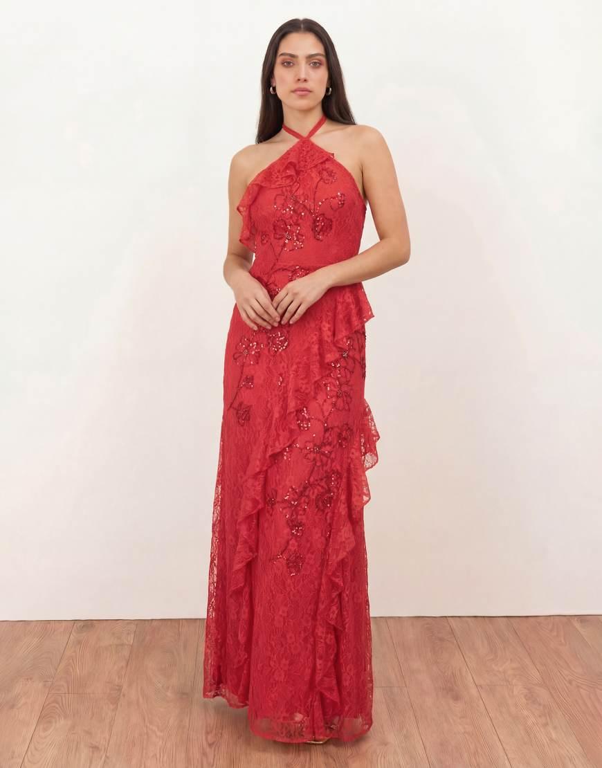knit hole dress Betsy & Adam Petite Ruched Embellished Gown - Emerald Select Size:L main image 0