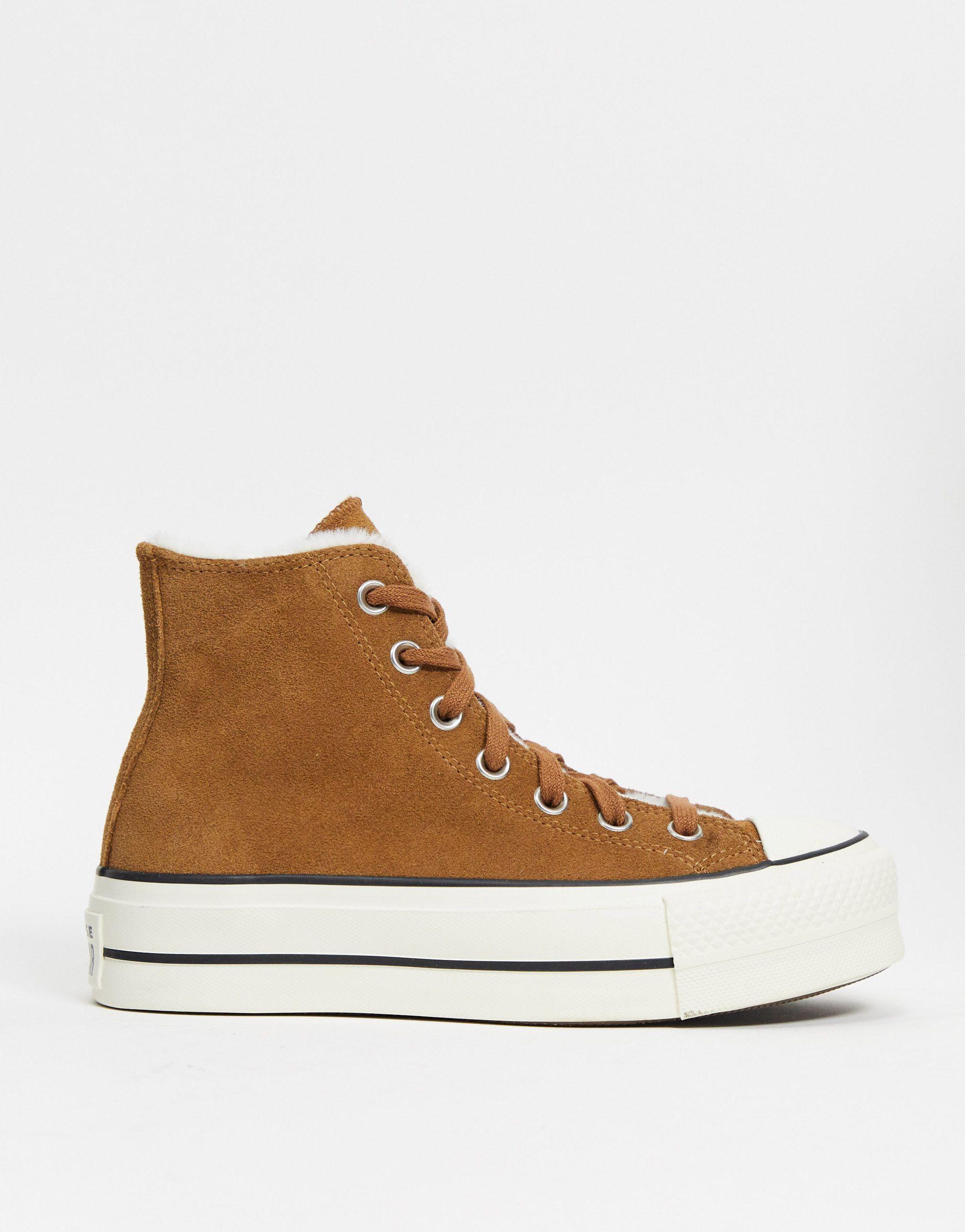 Converse Leder Chuck Taylor – Cosy Club – Braune Hi-Top-Sneaker mit  Plateausohle in Natur | Lyst AT