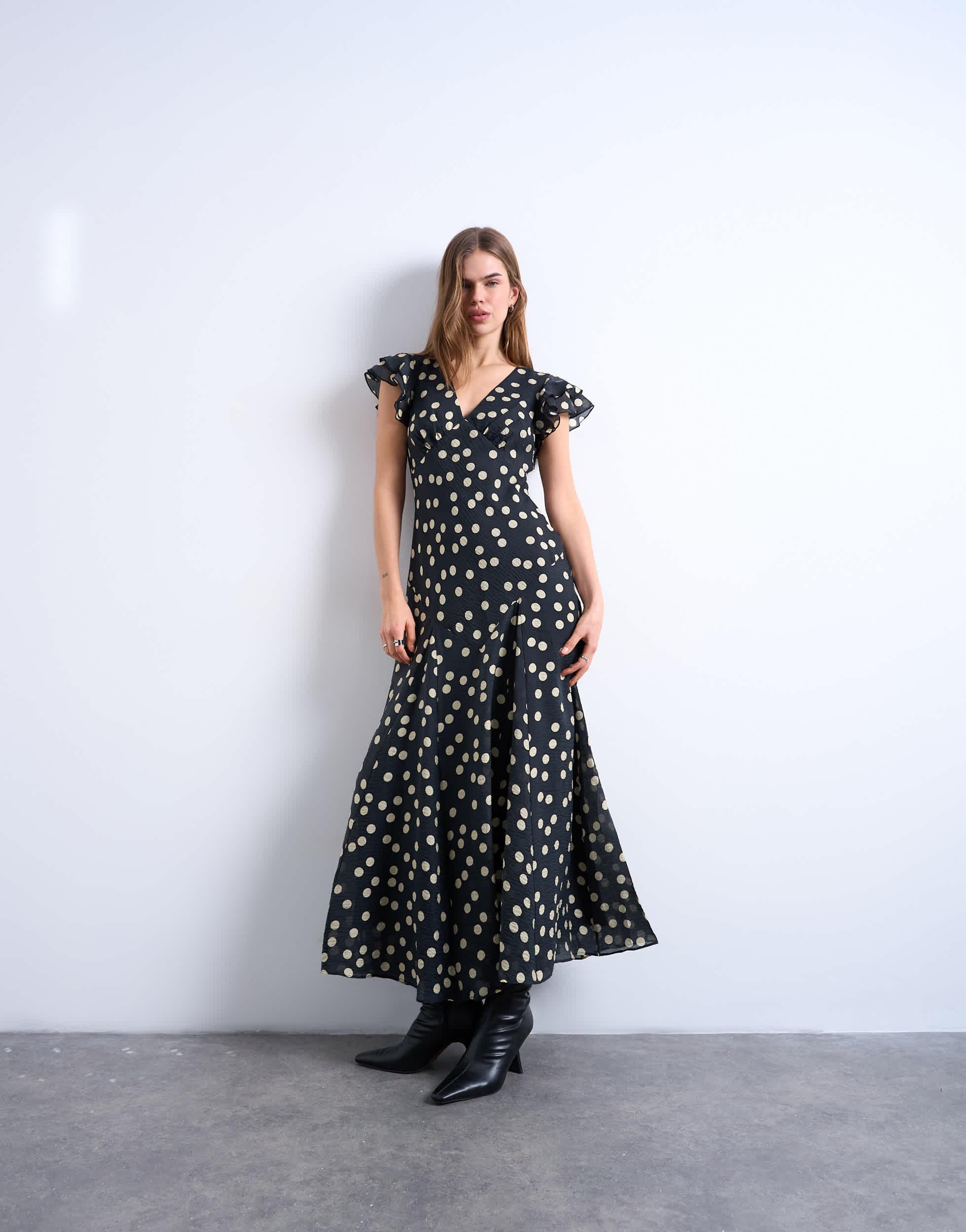 topshop austin spot print midi dress The 39 Dress That Solves All Your Wedding Guest Dress Problems