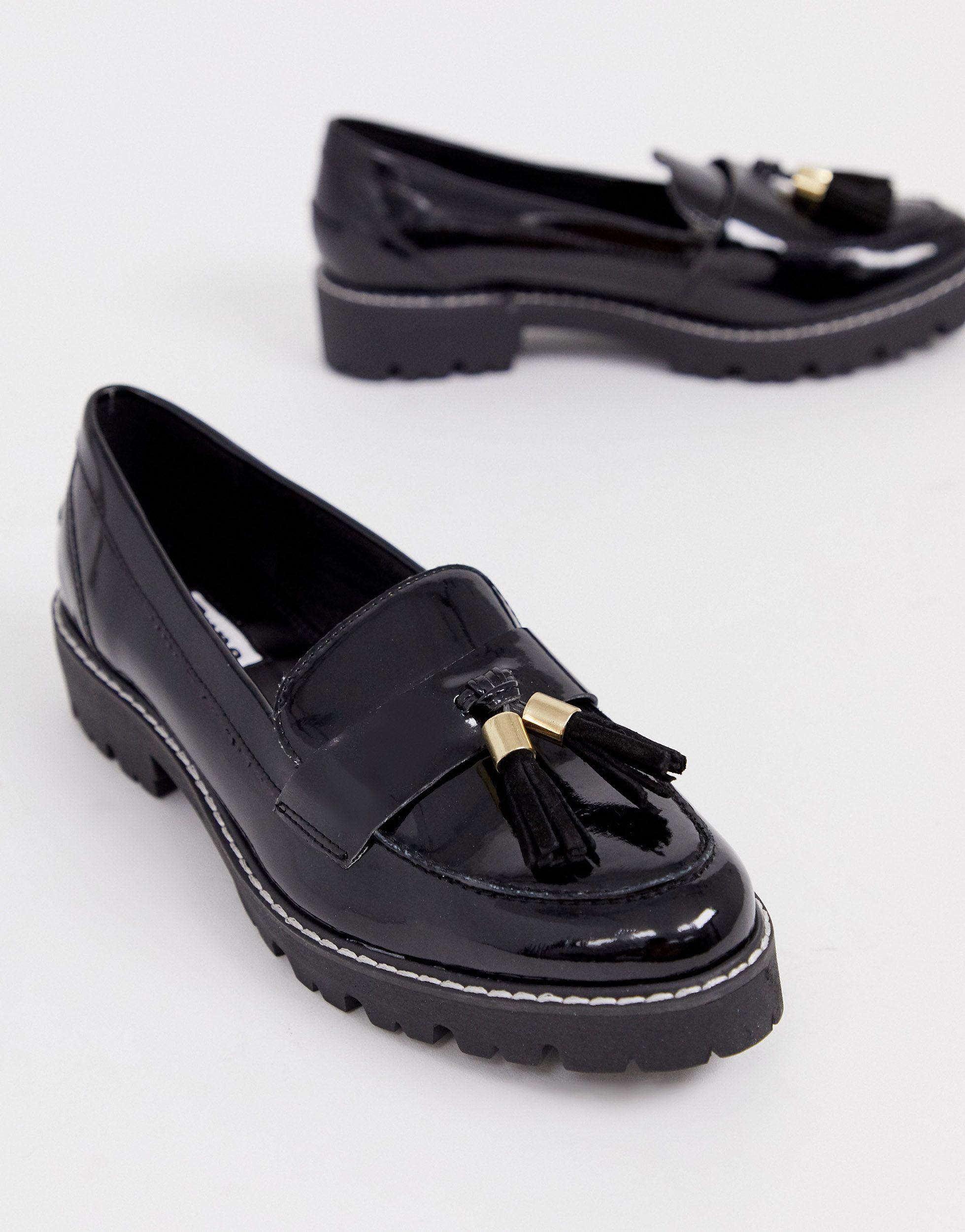 Dune black patent loafers Clearance