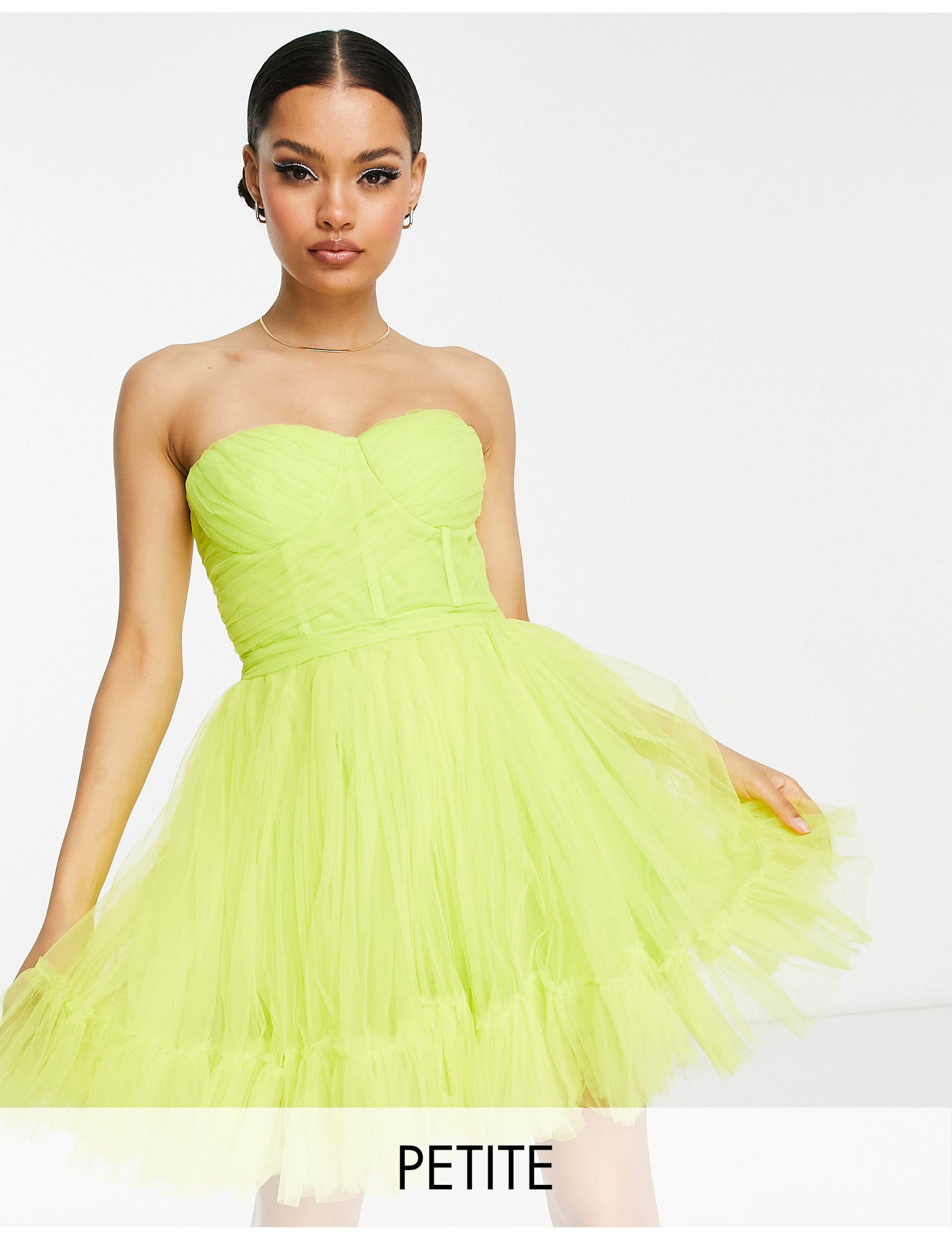 LACE & BEADS Exclusive Wrapped Corset Tulle Mini Dress in Yellow Lyst