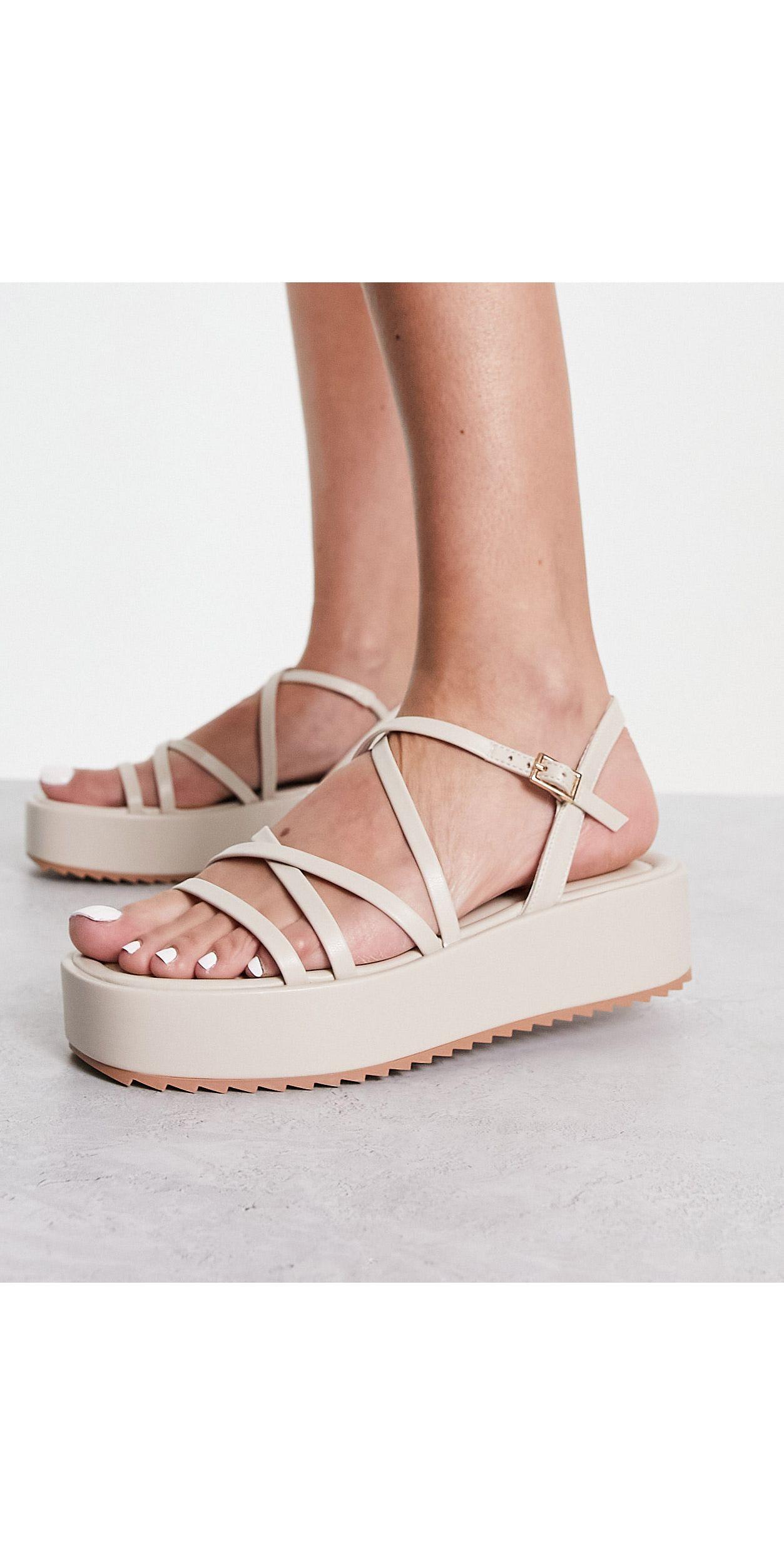 Schuh Taya Strappy Flatform Sandals in White | Lyst