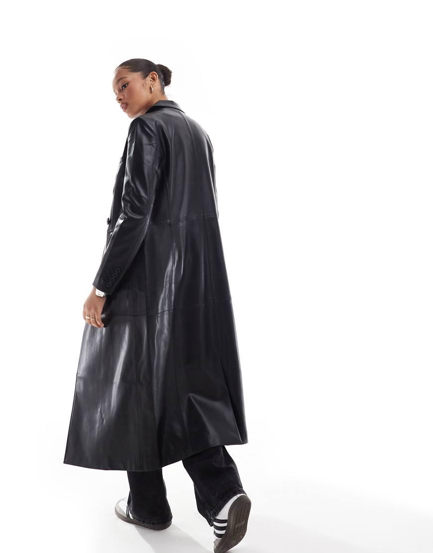 Threadbare Longline Faux Leather Coat in Blue Lyst UK