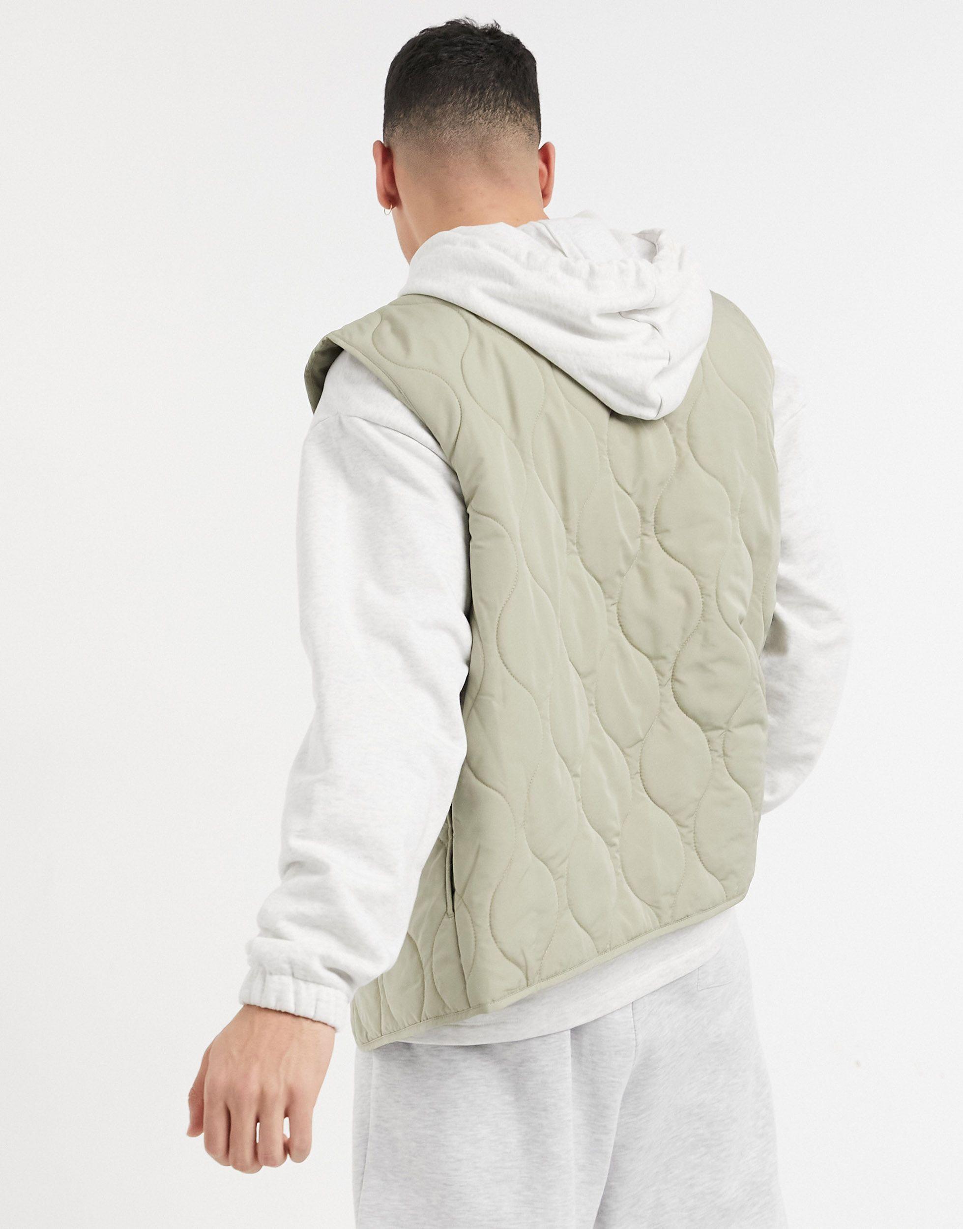 ASOS Quilted Gilet in Green for Men Lyst