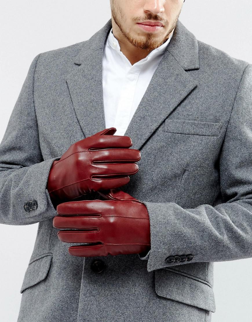 Barneys Originals Barneys Leather Gloves In Oxblood in Red for Men - Lyst