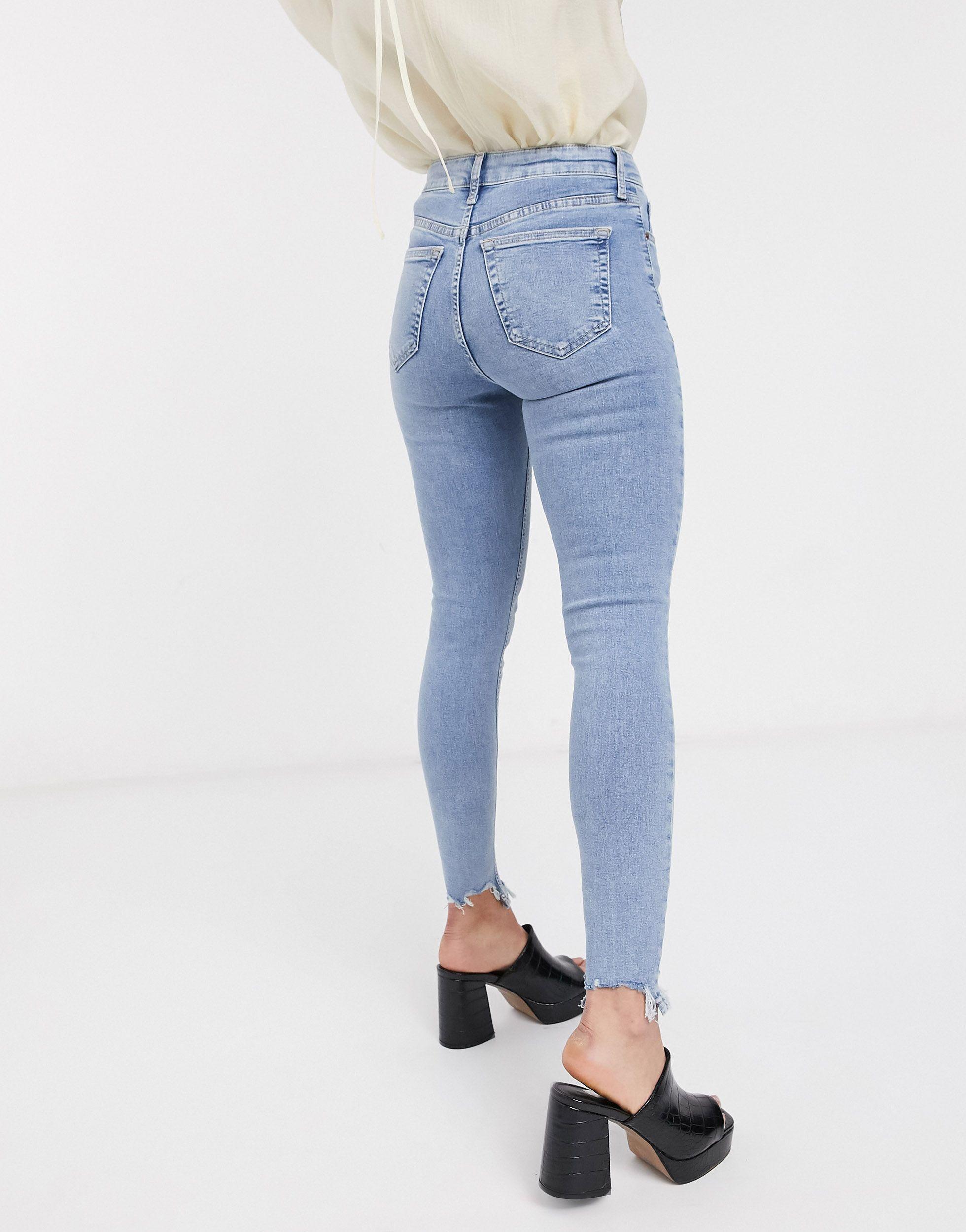 TOPSHOP Jamie Jeans With jagged Hem Detaling in Blue | Lyst UK