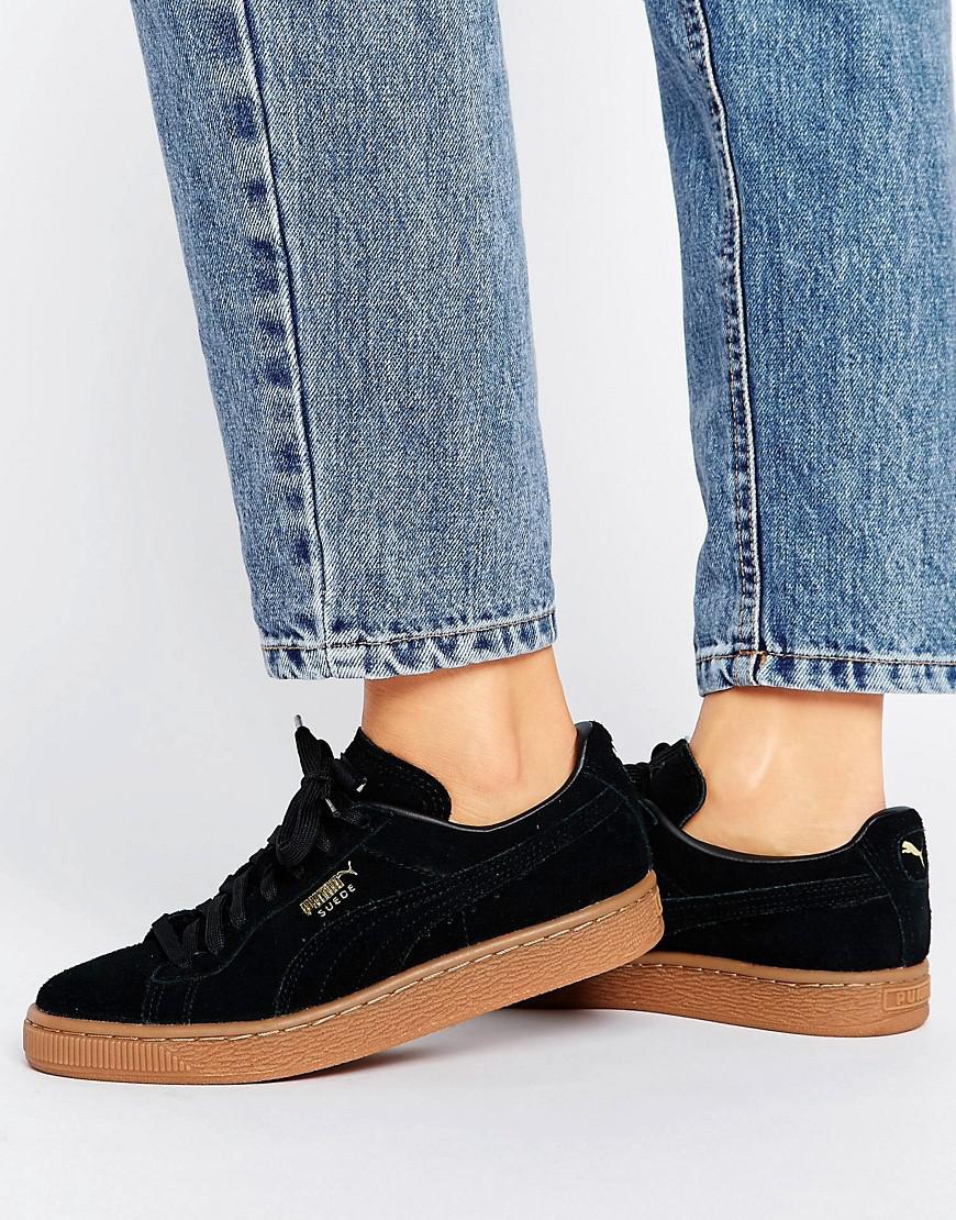PUMA Black Suede Classic Trainers With Gum Sole - Lyst