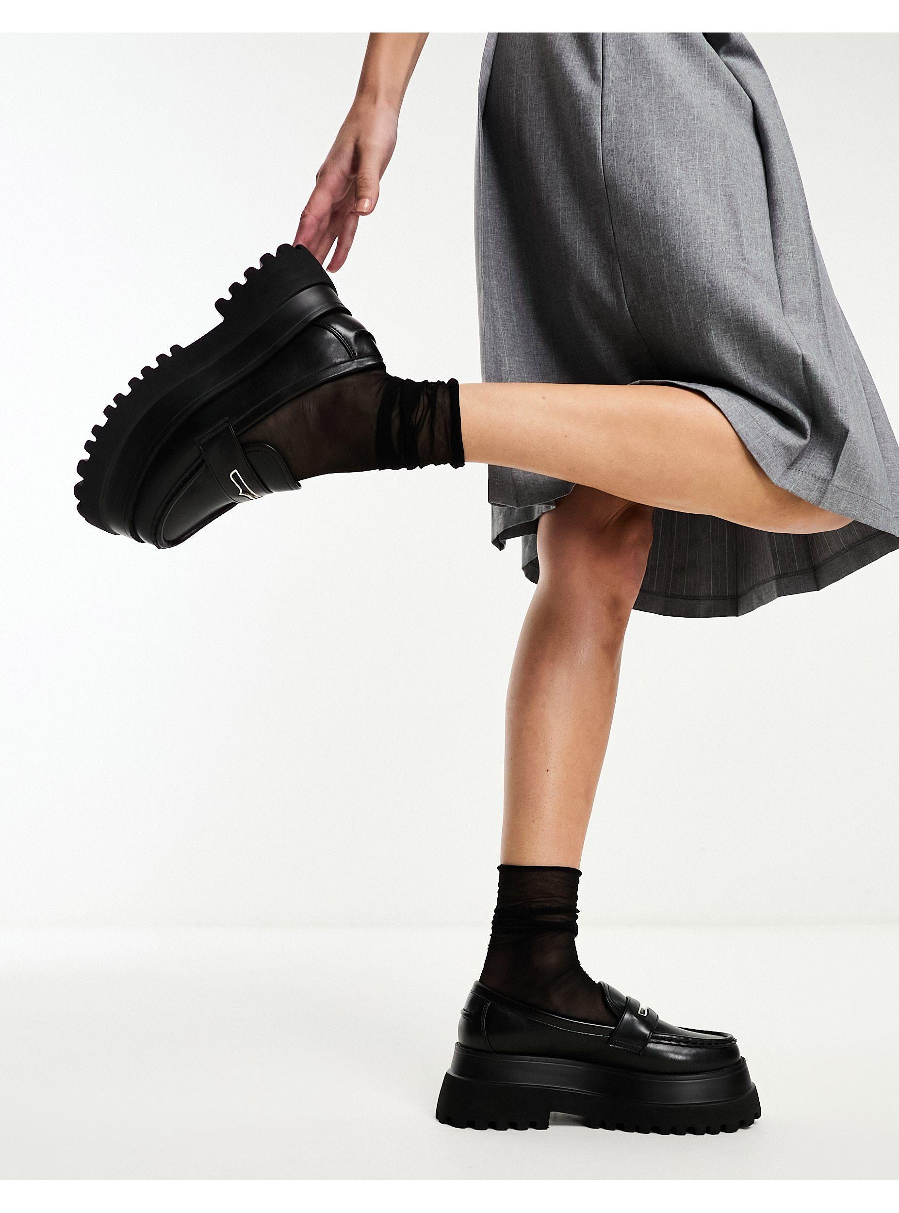 ASOS Maverick Super Chunky Metal Trim Loafers in Black | Lyst UK