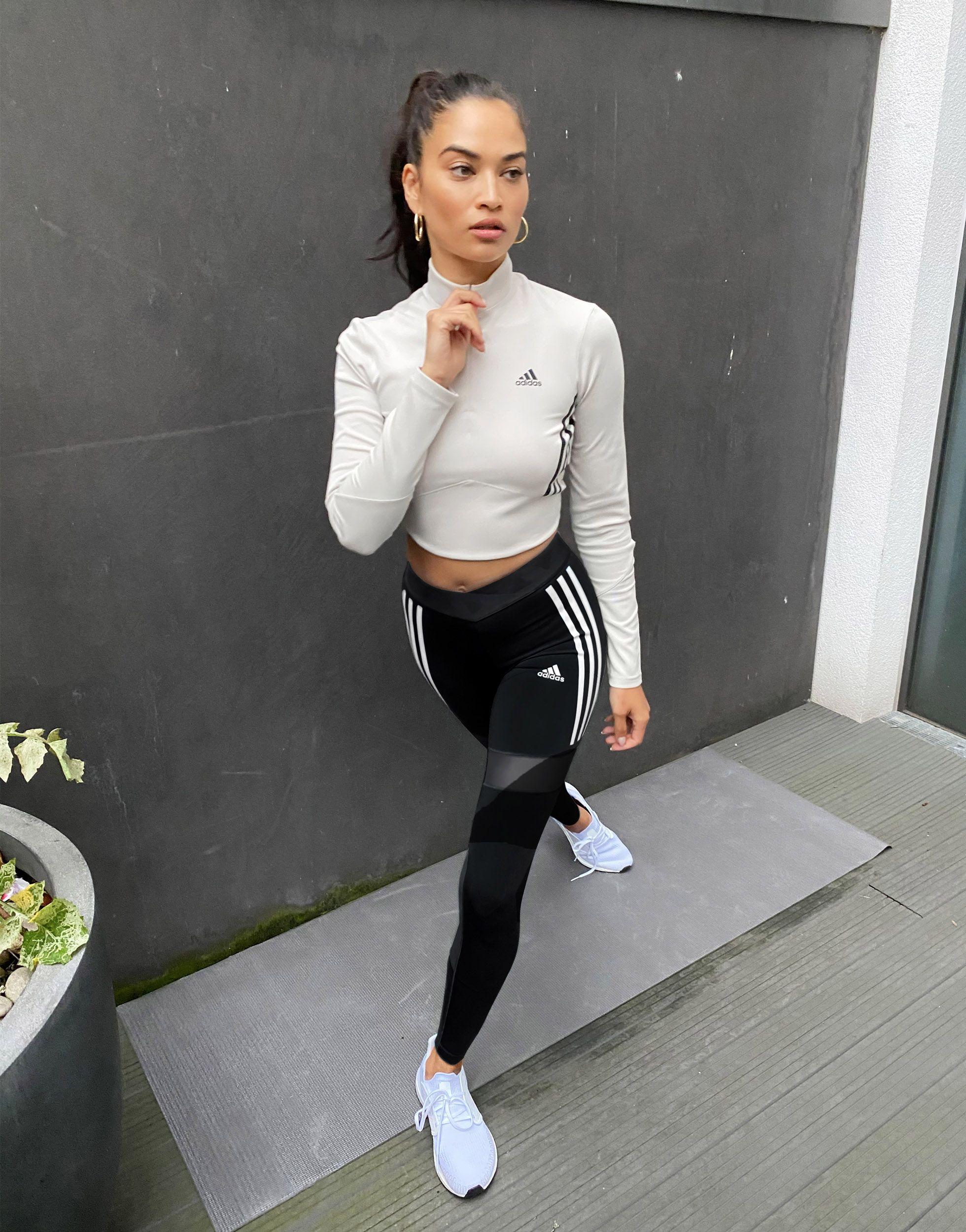 adidas Originals Adidas Training 3 Stripe leggings in Black | Lyst