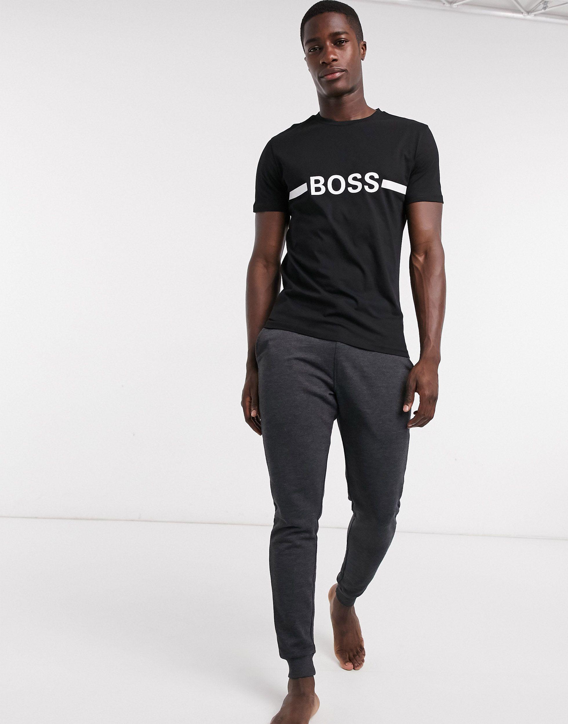 Camiseta negra playera con logo BOSS by HUGO BOSS de hombre de color Negro  | Lyst