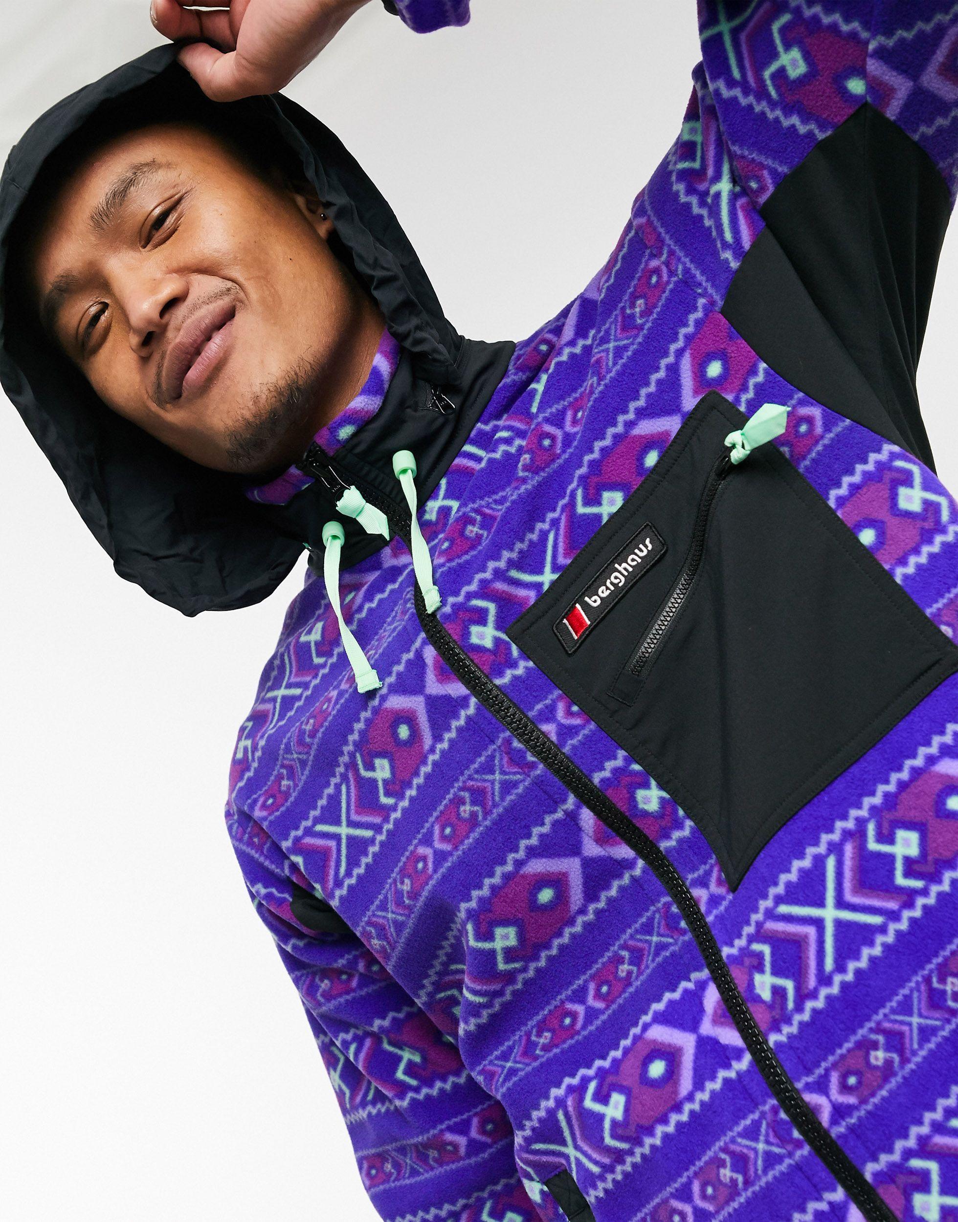 berghaus ascent 91 aztec full zip fleece in black