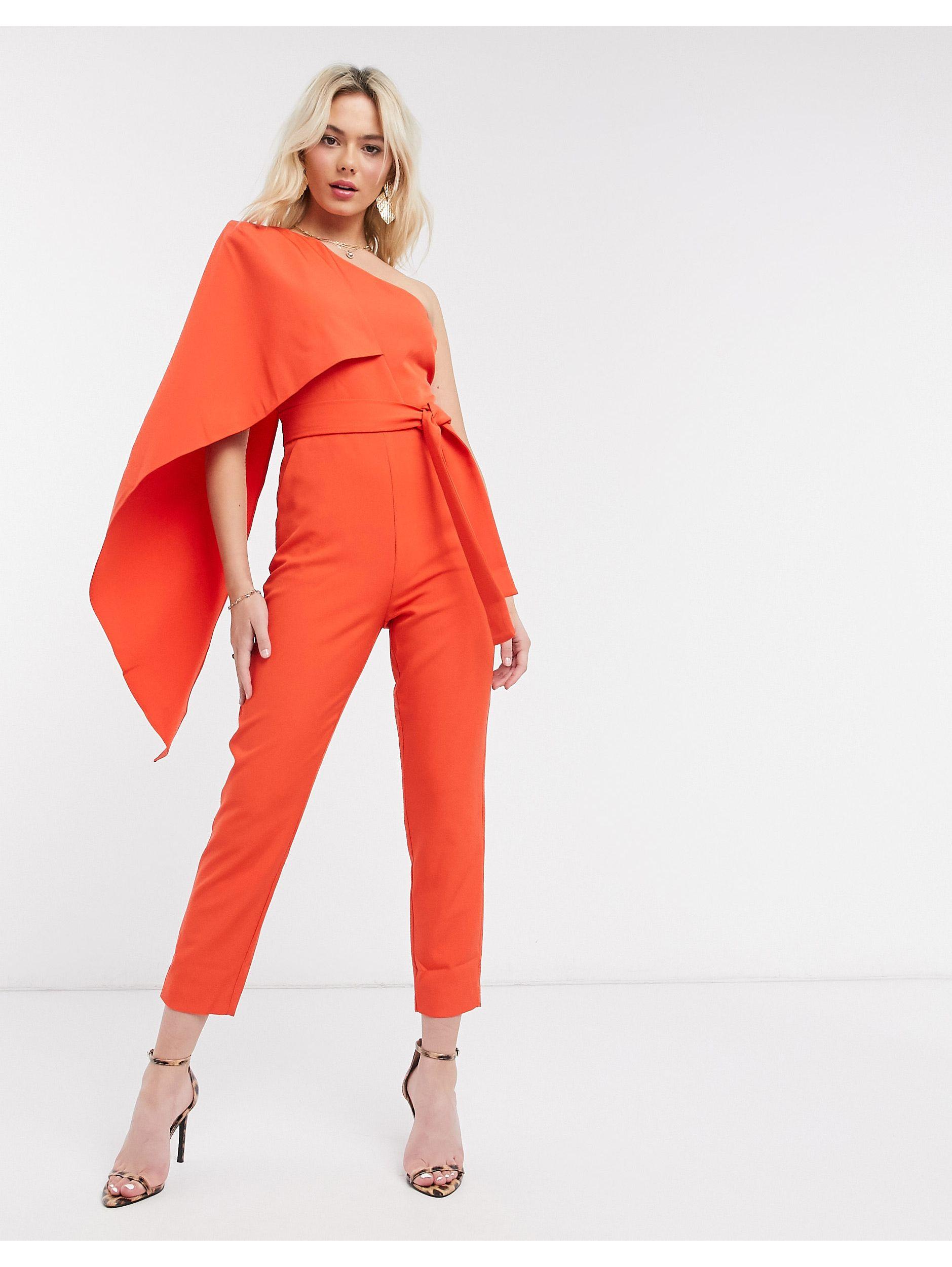 Lavish Alice One-shoulder Cape Jumpsuit 