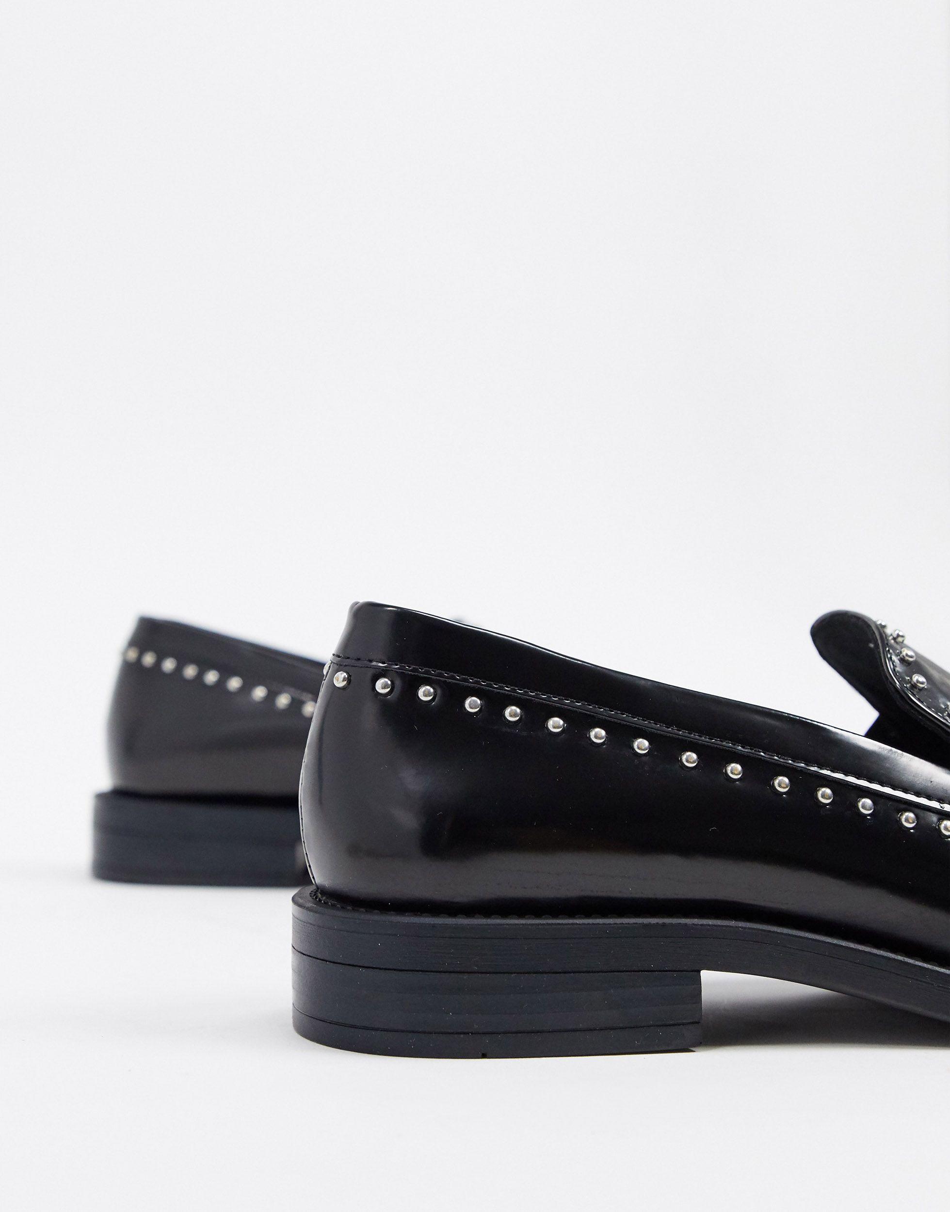 Mocasines negros con tachuelas Pull&Bear de color Negro | Lyst