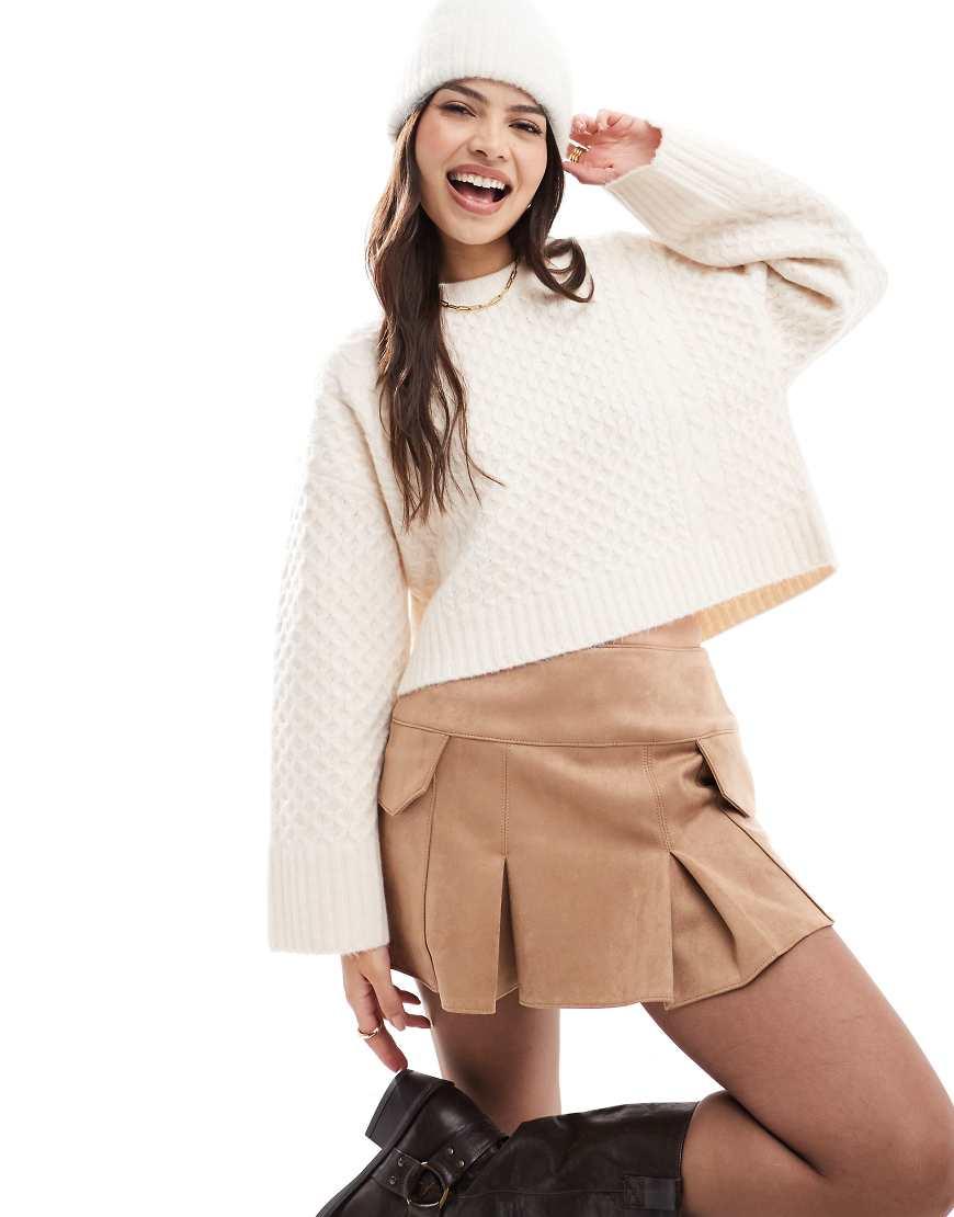 ASOS Faux Suede Pocket Detail Pleated Mini Skirt in White Lyst UK