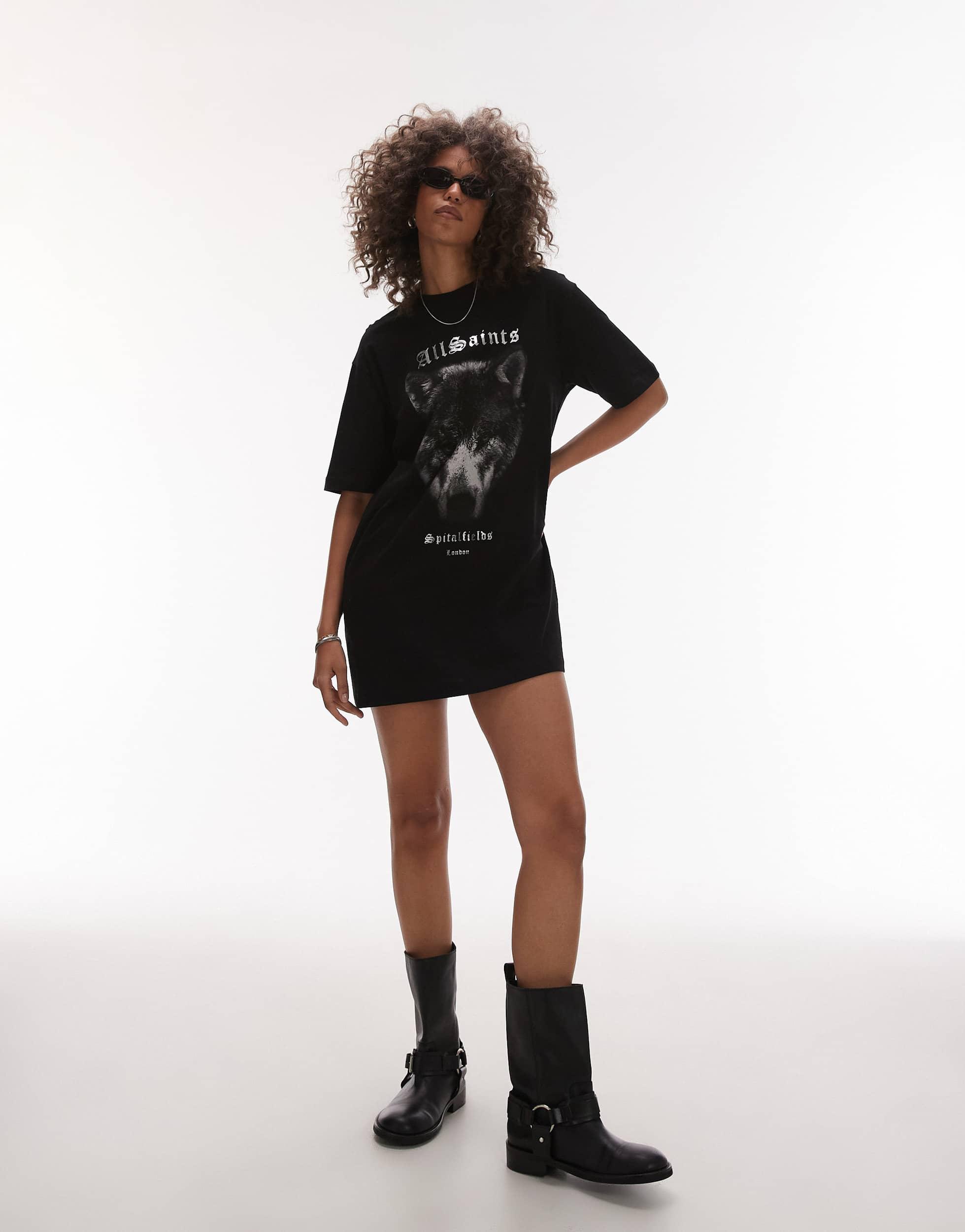 all saints black t shirt dress Renee Dress in Black main image 0