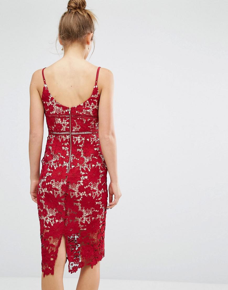 red lace dress new look